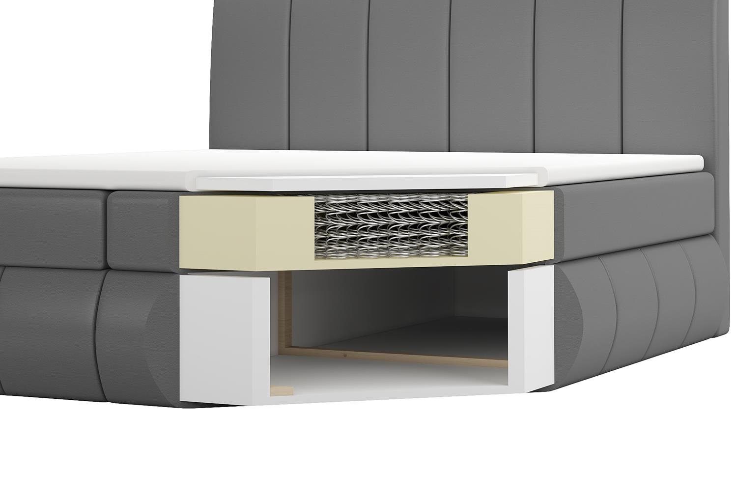 A&J MöbelLand GmbH Boxspringbett KAND mit 2 Bettkästen, Bonell-Matratze und Topper. (Boxspringbett mit Bettkasten und gepolstertem Kopfteil. Inclusive Topper !, TOP ANGEBOT), Länge 208 cm Höhe 106 cm