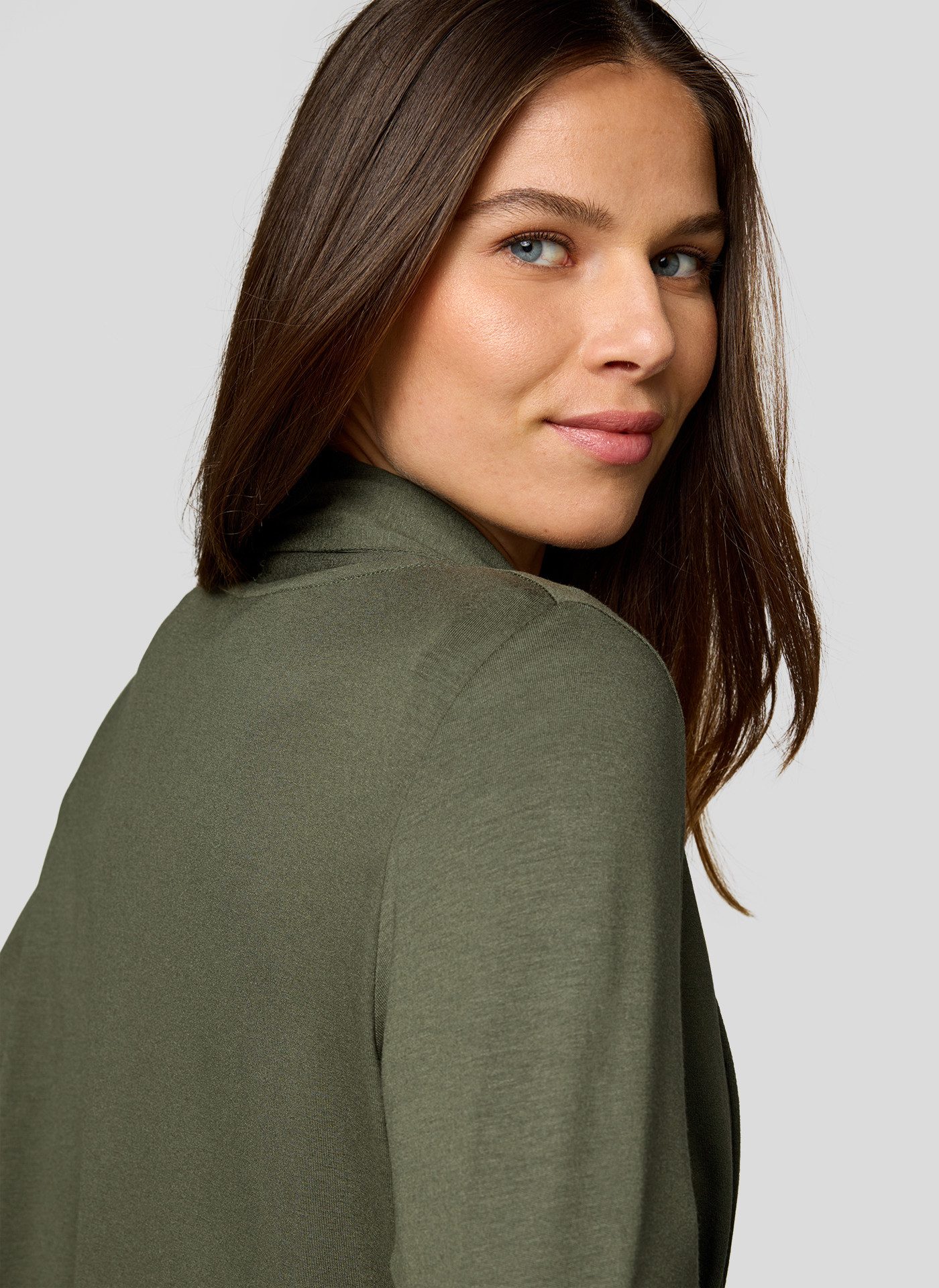 Rabe Outdoorjacke - offener Langarm Cardigan in Unifarbe mit Stehkragen