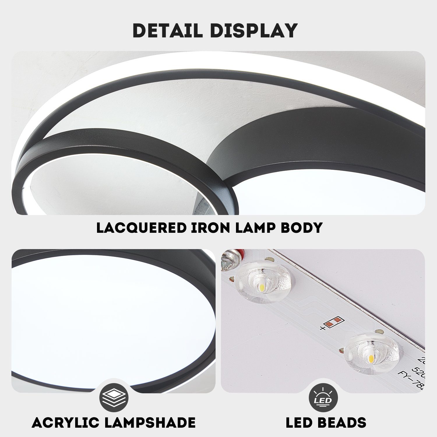 style home LED Deckenleuchte Modern Deckenlampe für Wohnzimmer Schlafzimmer, 55W-Dimmabr 3000-6000K, LED fest integriert, warmweiß bis kaltweiß dimmbar mit Fern – Bild 4 von 5
