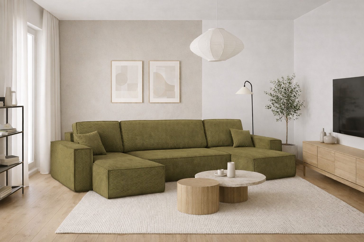 Kaiser Möbel Ecksofa mit schlaffunktion und bettkasten, Couch U-form BEST stoff Poso, Schlaffunktion, Bettzeugaufbewahrung, universal