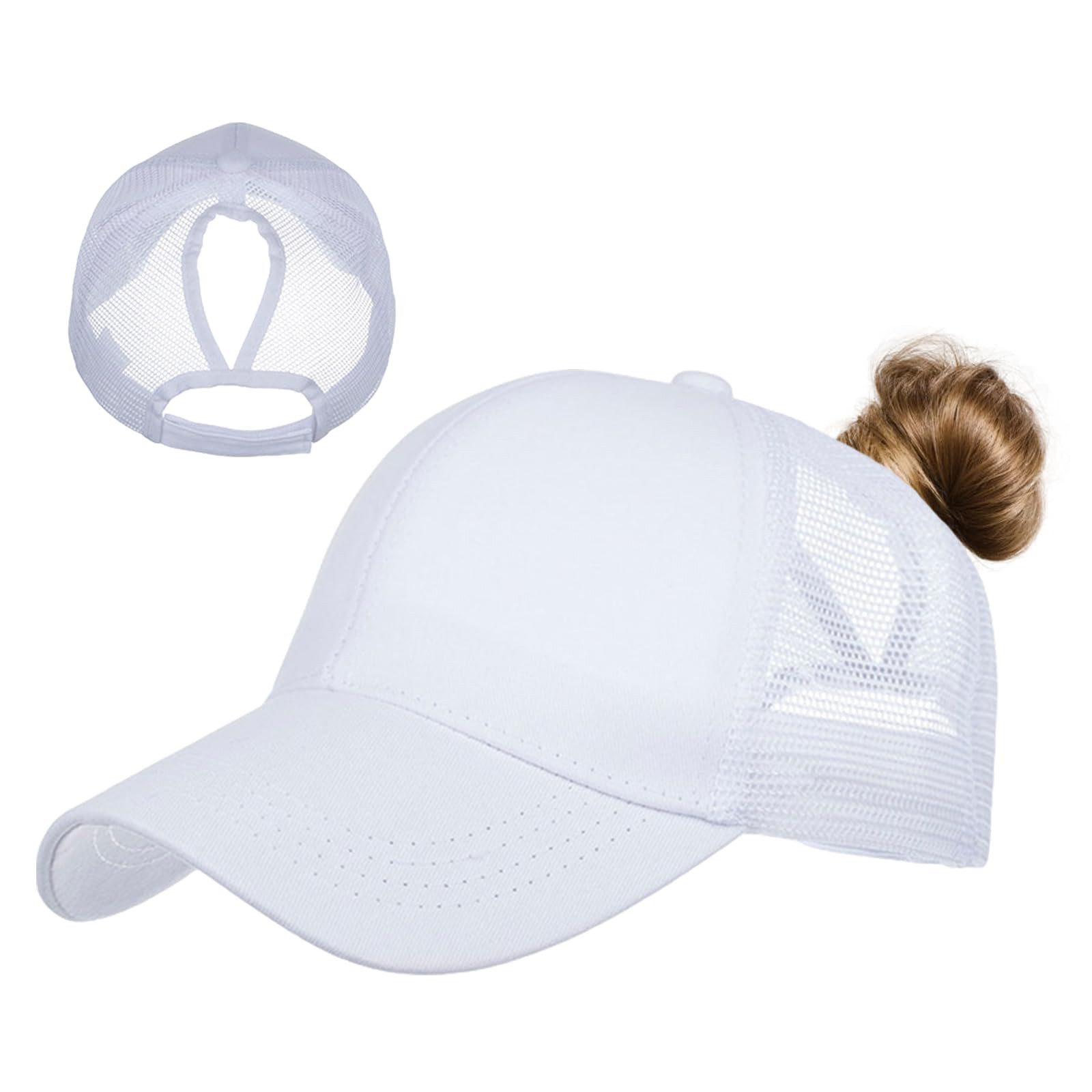 FOUORTUNATE-BEE Baseball Cap Damen Mesh Baseball Cap mit Pferdeschwanzöffnung Verstellbar Sommer Für Wandern Laufen Camping Radfahren Reisen Freizeit Sonnenschutz