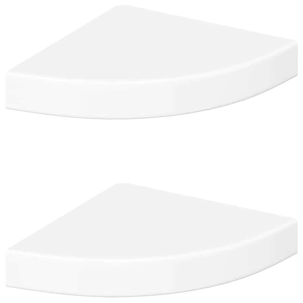 furnicato Wandregal 2er Set Eckregal 25x25x3,8 cm Hochglanzweiß Wandregal, 2-tlg., Stabile Wandablage mit unsichtbarem Montagesystem für Wohnräume