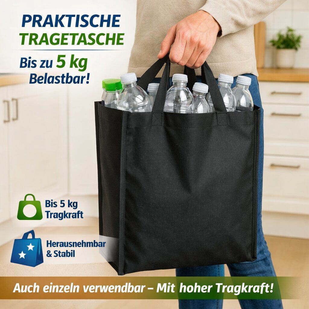 BigDean Aufbewahrungsbox Pfandflaschen Sammelbehälter 100L – Pfandsammler für 30–40 Flaschen (Stück, 1 St., Pfandsammler), Modernes Schwarz, platzsparende recht – Bild 4 von 5