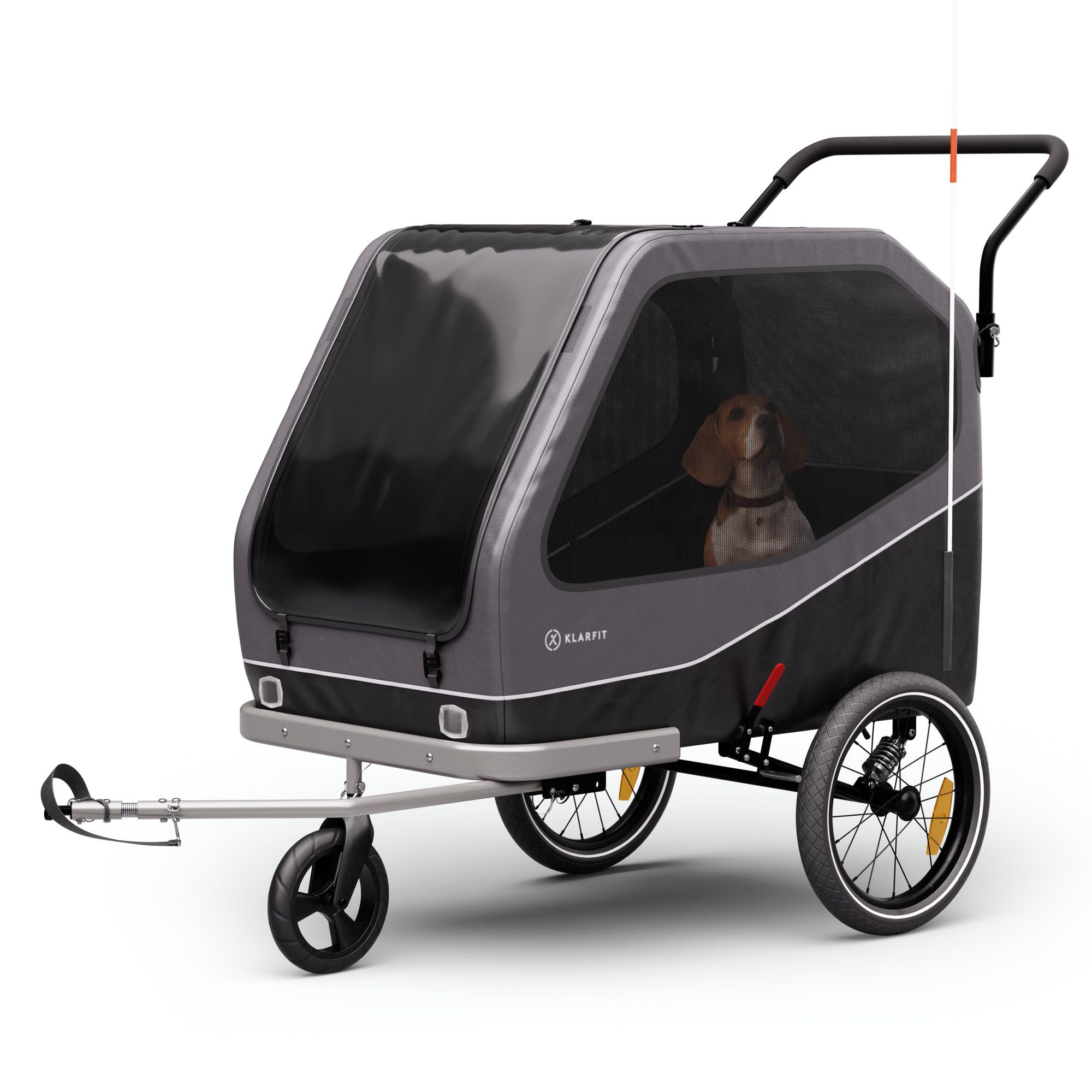 KLARFIT Fahrradkinderanhänger Goldie Buggy Fahrradanhänger 324 L, Fahrradanhänger Wetterfest Hund klappbar Stahl 20-28"