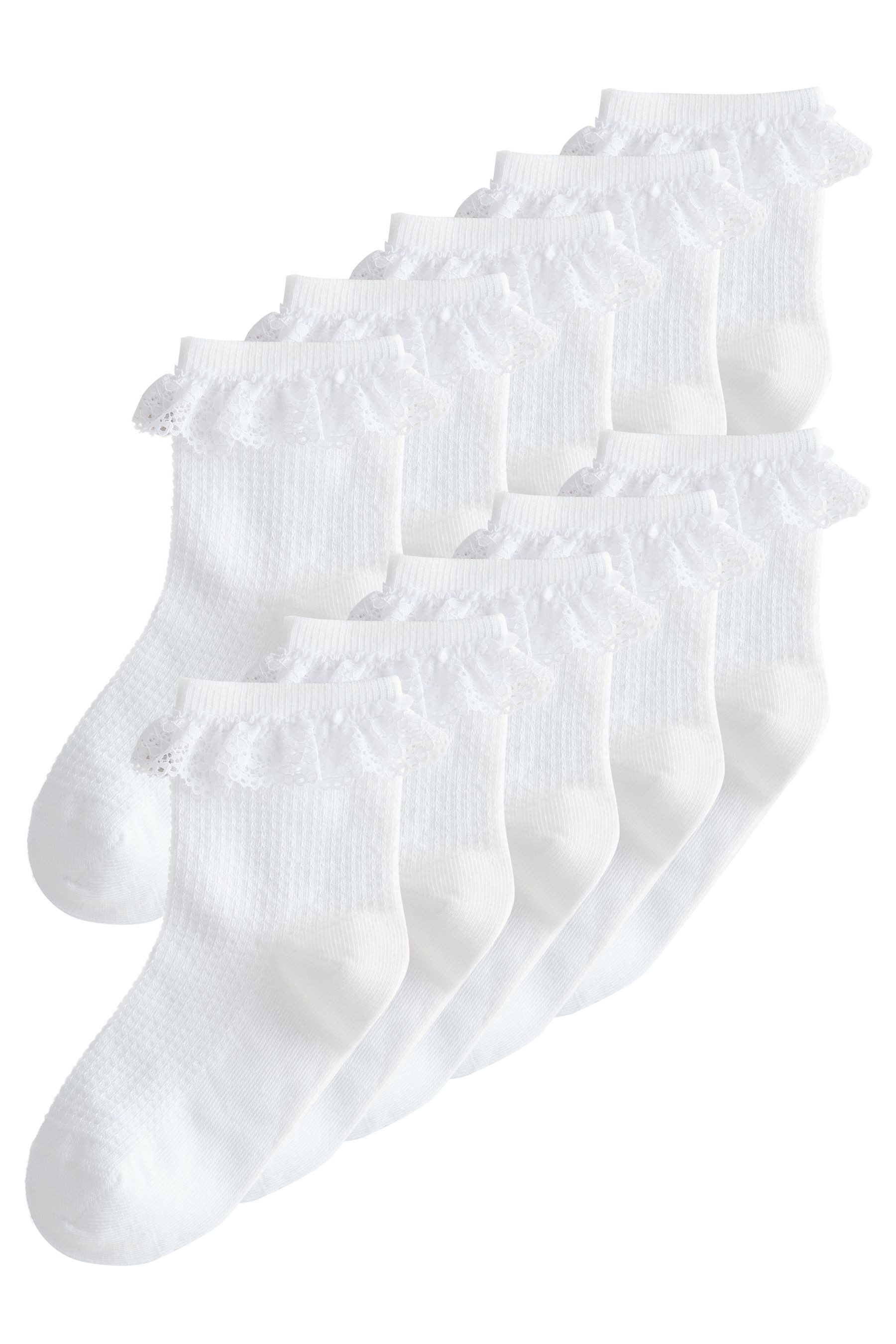 Next Kurzsocken Socken mit Baumwolle und Rüschen im 10er-Pack (10-Paar)