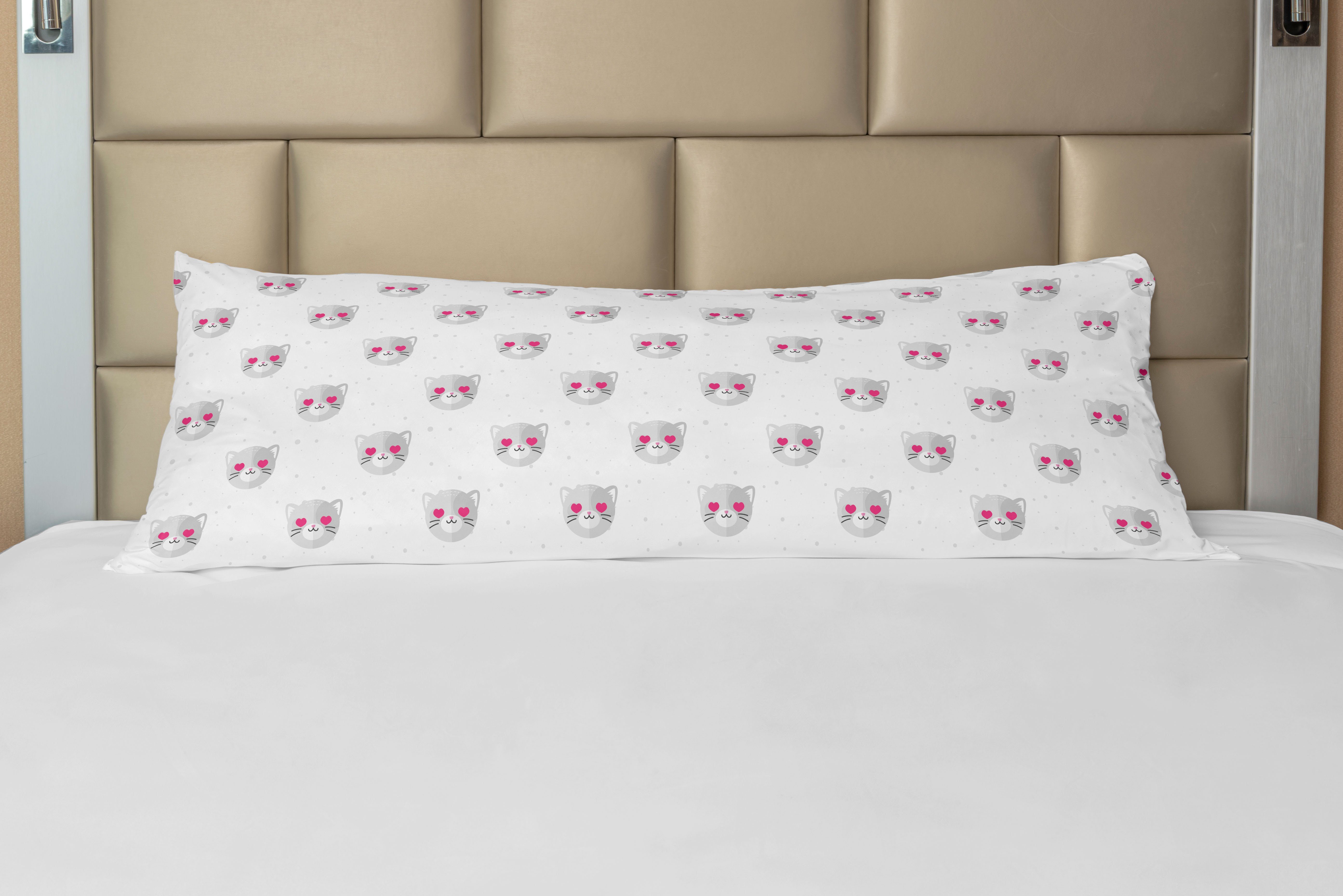 Herzen Kitty emoji Abakuhaus, Deko-Akzent rosa Langer Seitenschläferkissenbezug Kissenbezug, Gesichter