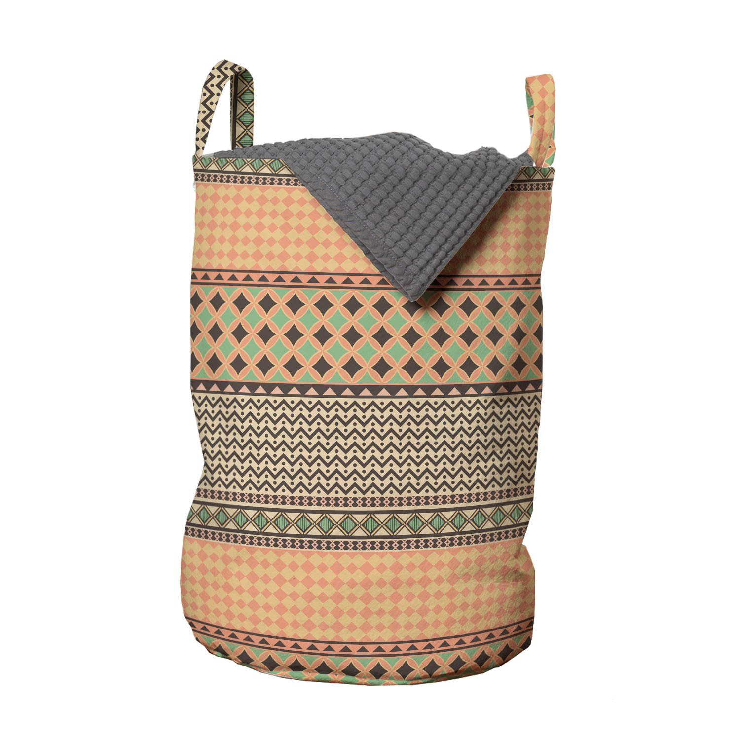 Abakuhaus Wäschesäckchen Wäschekorb mit Griffen Kordelzugverschluss für Waschsalons, Kente Muster Ornament