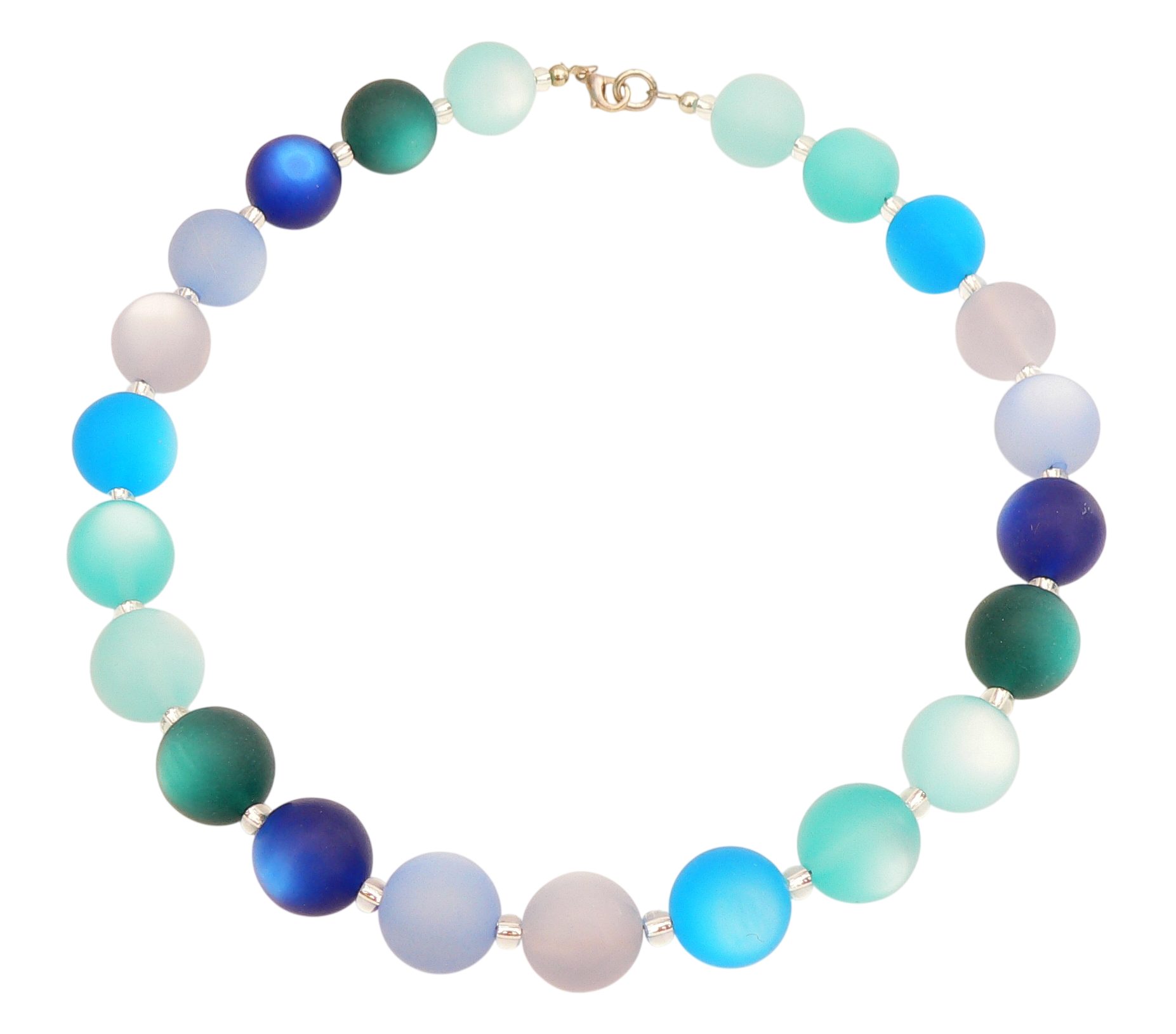 traumschmuck Collier 442z Halskette seidenmatte Perle groß Blautöne (inkl Schmuckbox), Made in Germany, handgefertigt