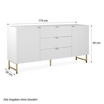 Homestyle4u Kommode Sideboard Holz Weiß Schrank Wohnzimmer (kein Set)