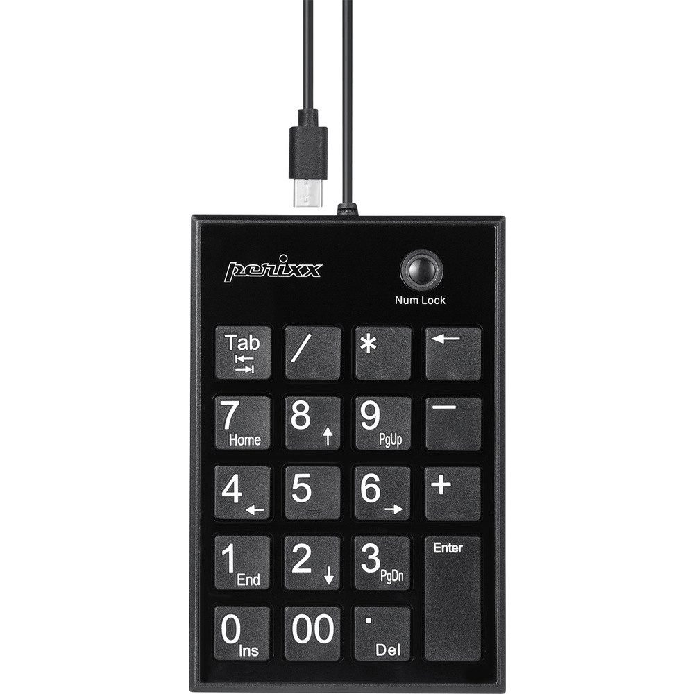 Perixx Perixx PERIPAD-202 C H Kabelgebunden Nummernblock USB-Hub Schwarz PC-Tastatur