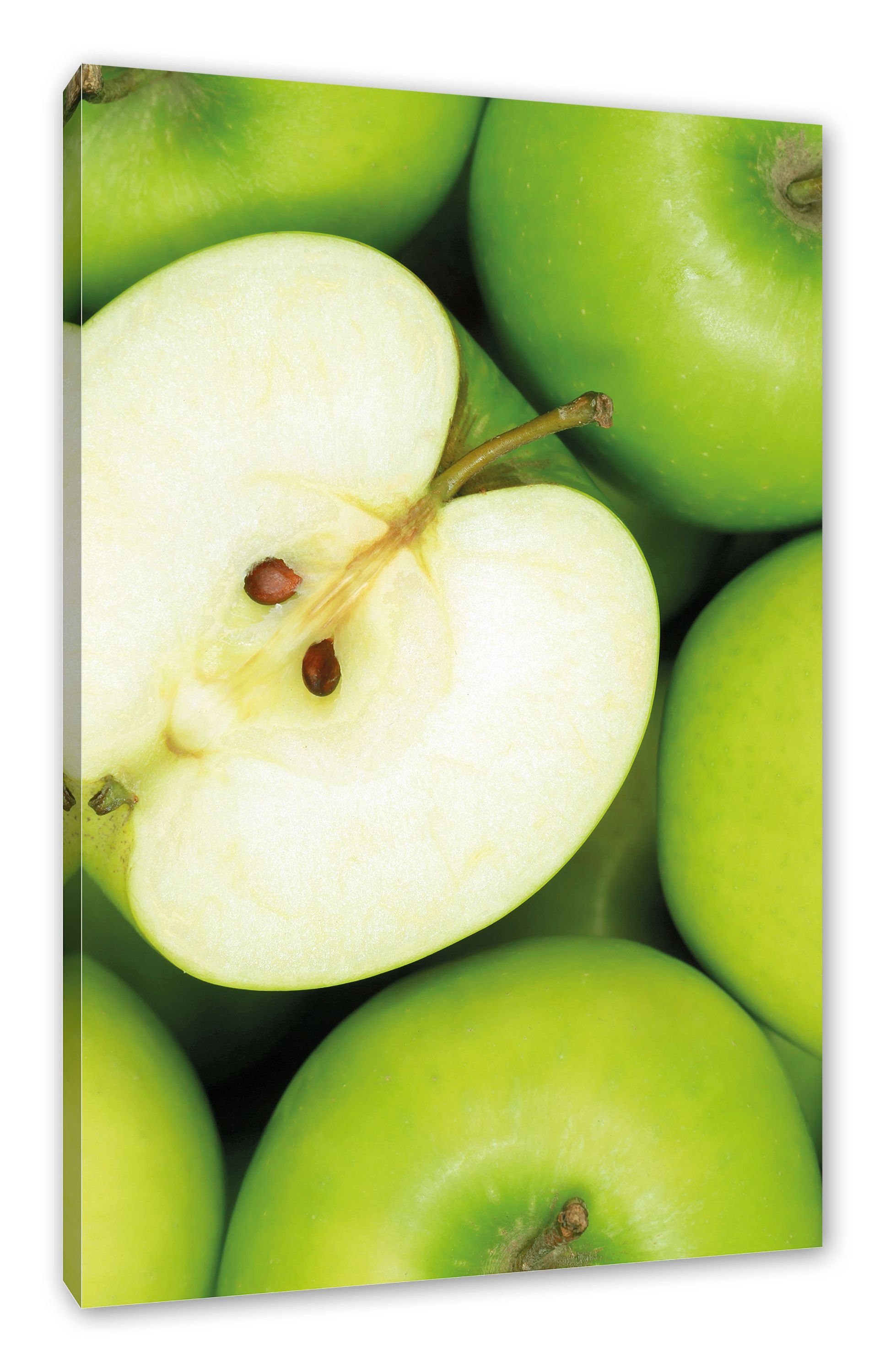 Pixxprint Leinwandbild Grüne Äpfel, Grüne Äpfel (1 St), Leinwandbild fertig bespannt, inkl. Zackenaufhänger