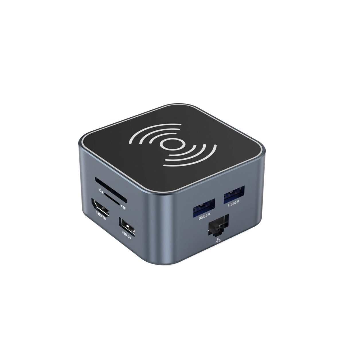 Wozinsky WHBC09Y8S USB-Adapter USB-C zu HDMI, USB-A, USB-C, RJ45, Audio, SD, microSD, 12-in-1 Hub mit HDMI 4K, USB 3.2, RJ45, Kartenleser & Qi-Ladepad