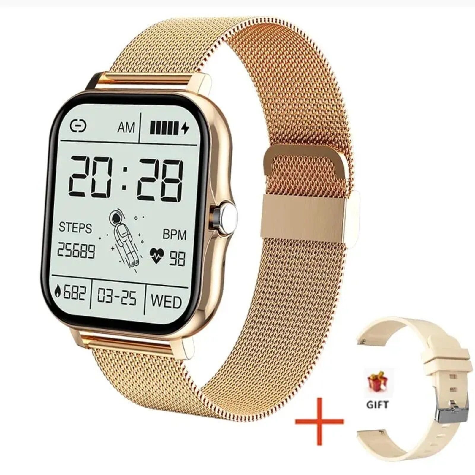 Nagham Ghazal Aswad Smartwatch Frauen Bluetooth Anruf Armband Sport Tracker 2025 Smartwatch (4cm cm/1.69 Zoll)