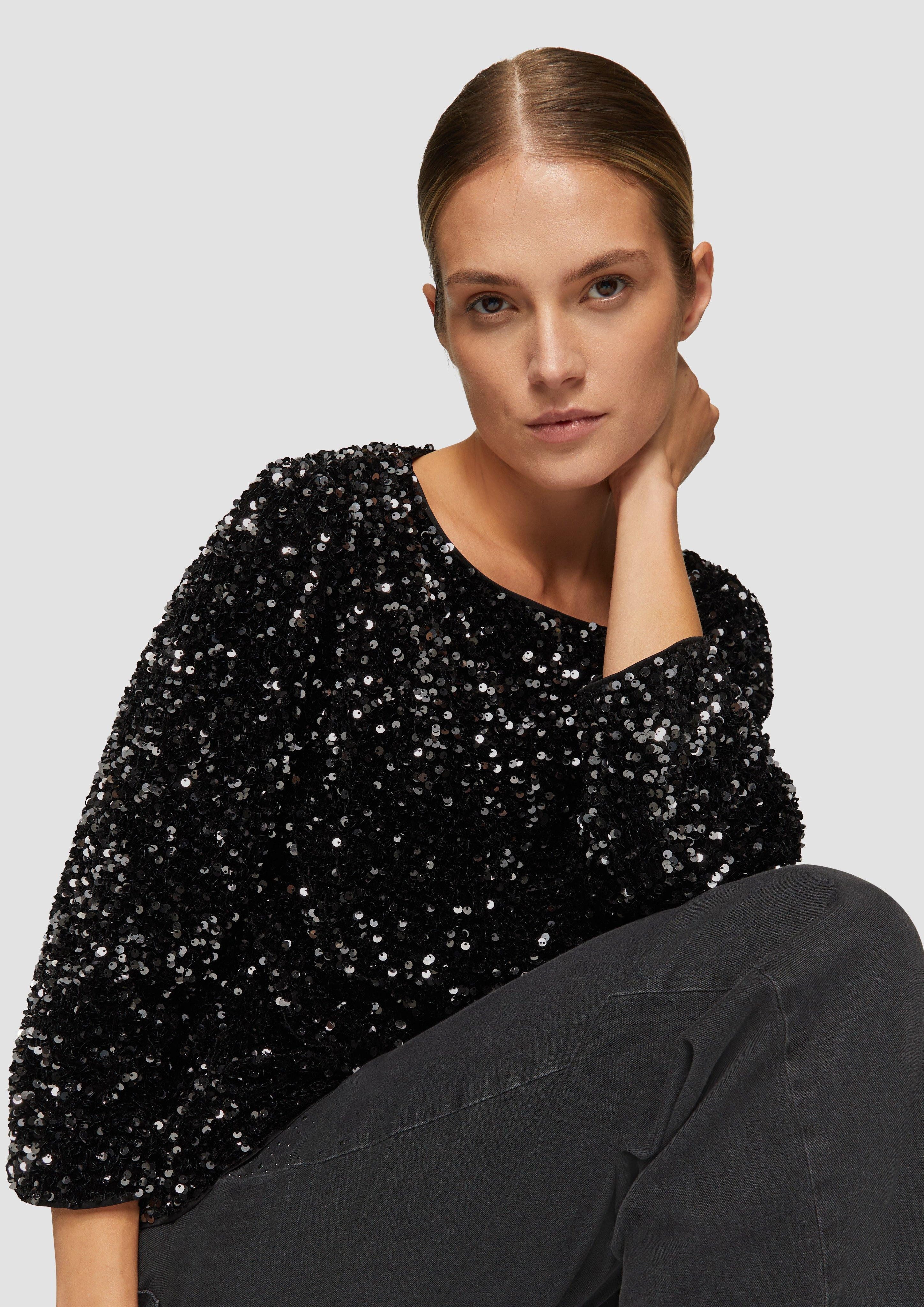 s.Oliver BLACK LABEL Langarmbluse Samtbluse mit günstig online kaufen