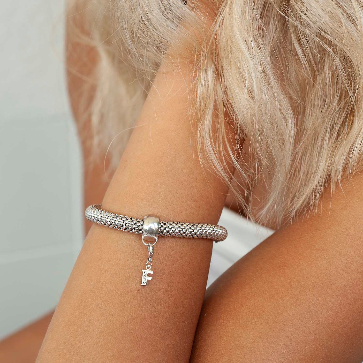 Materia Charm Buchstabe Silber Anhänger Buchstabe " F " Alphabet Zirkonia C56, 925 Sterling Silber, rhodiniert