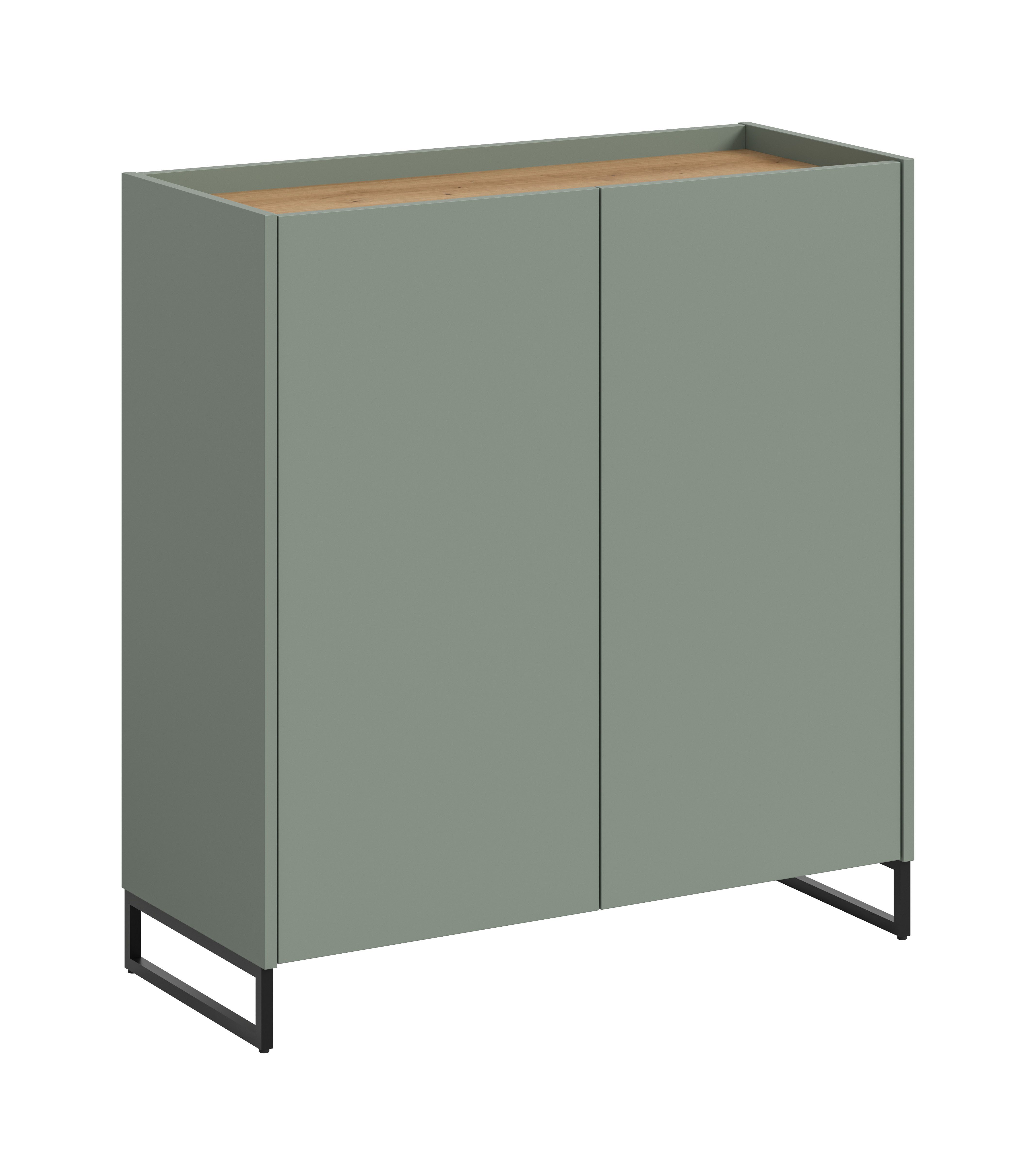 furnling Schuhkommode Dravo (1 St), 2 Türen, 5 Fächer, mit Soft-Close-Funktion, Höhe 97 cm, Salbei/Artisan