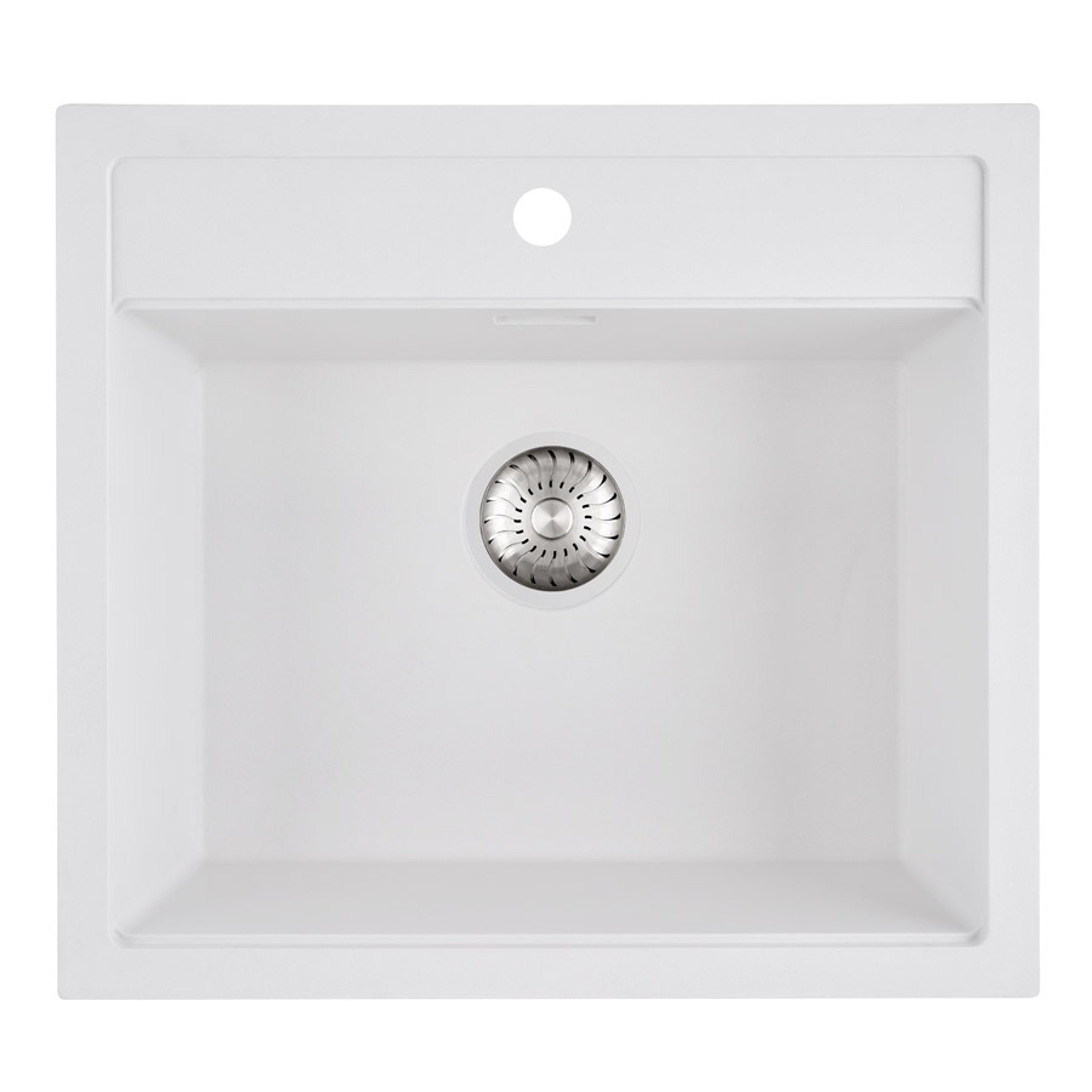 CARESSI Küchenspüle CAGR50KRWHTU, rechteckig, 56/20 cm, White Line, Quarzkomposit, Handgefertigt weiß
