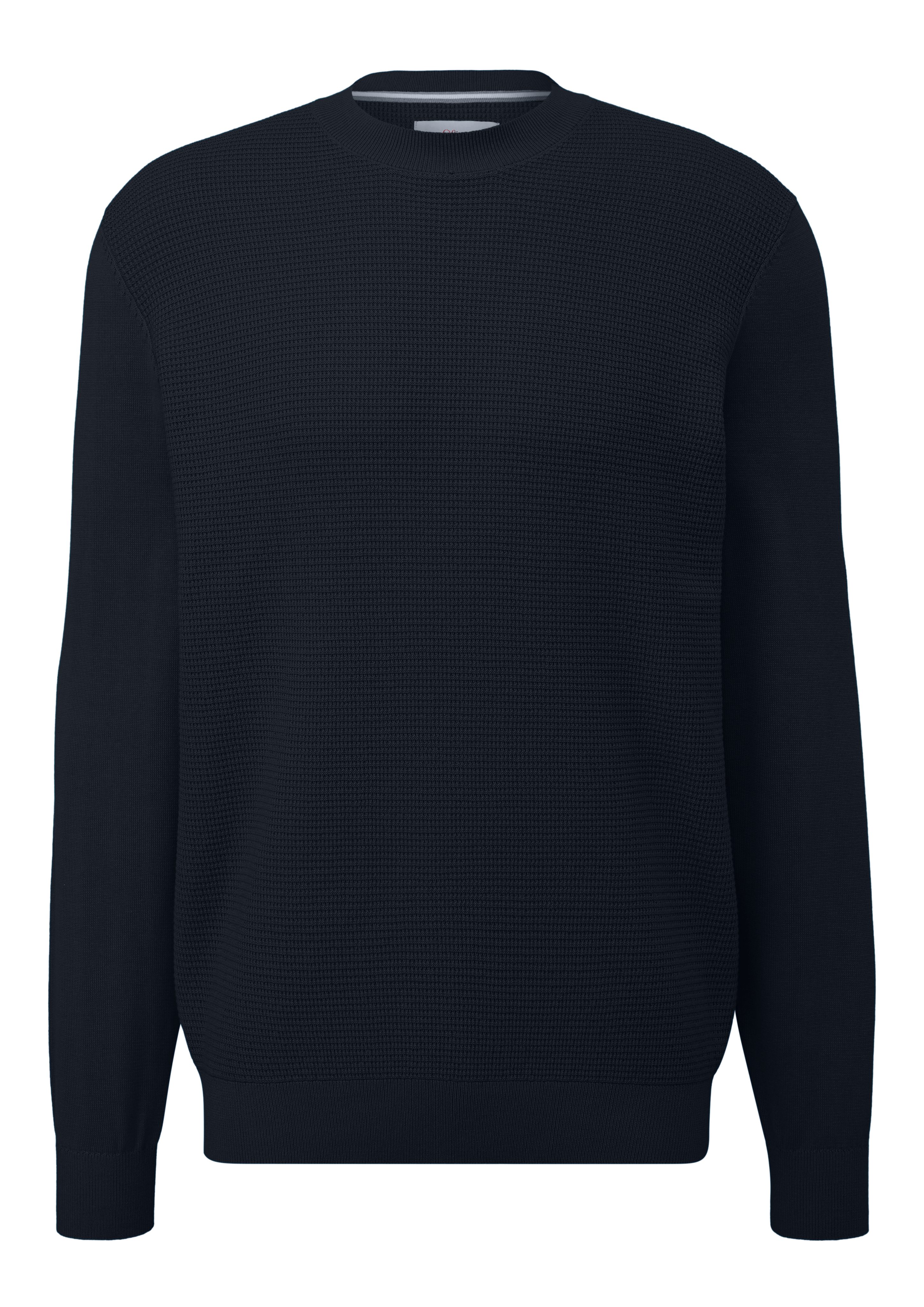 s.Oliver Strickpullover Waffelpiqué-Muster navy