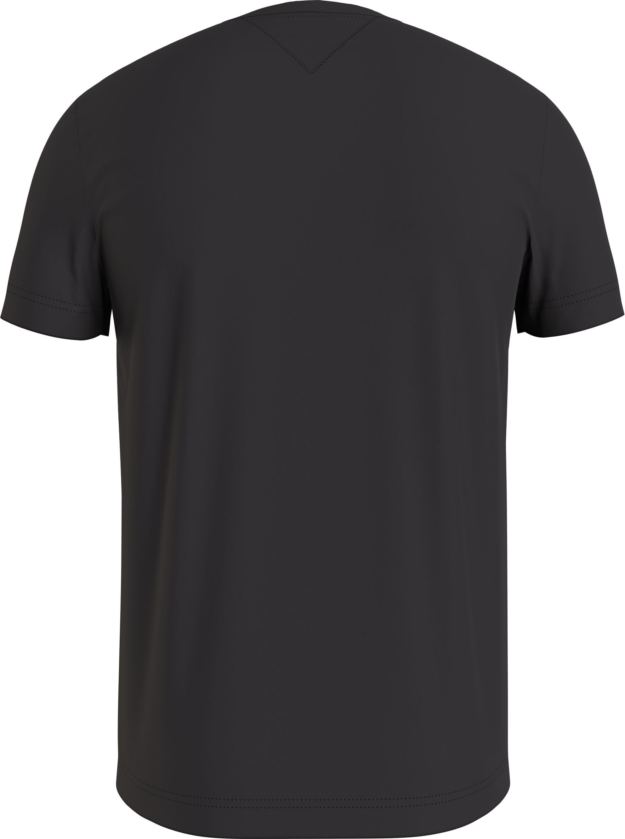 Tommy Hilfiger T-Shirt CHEST mit auf TEE HILFIGER Brust Streifenprint schwarz STRIPE der