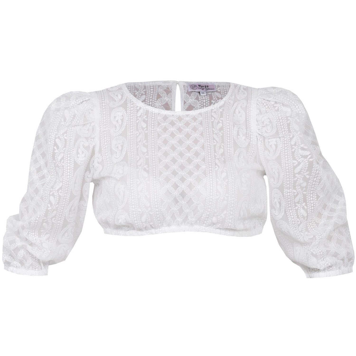 Dirndlbluse 'Vellburg' 3/4 Arm, Weiß