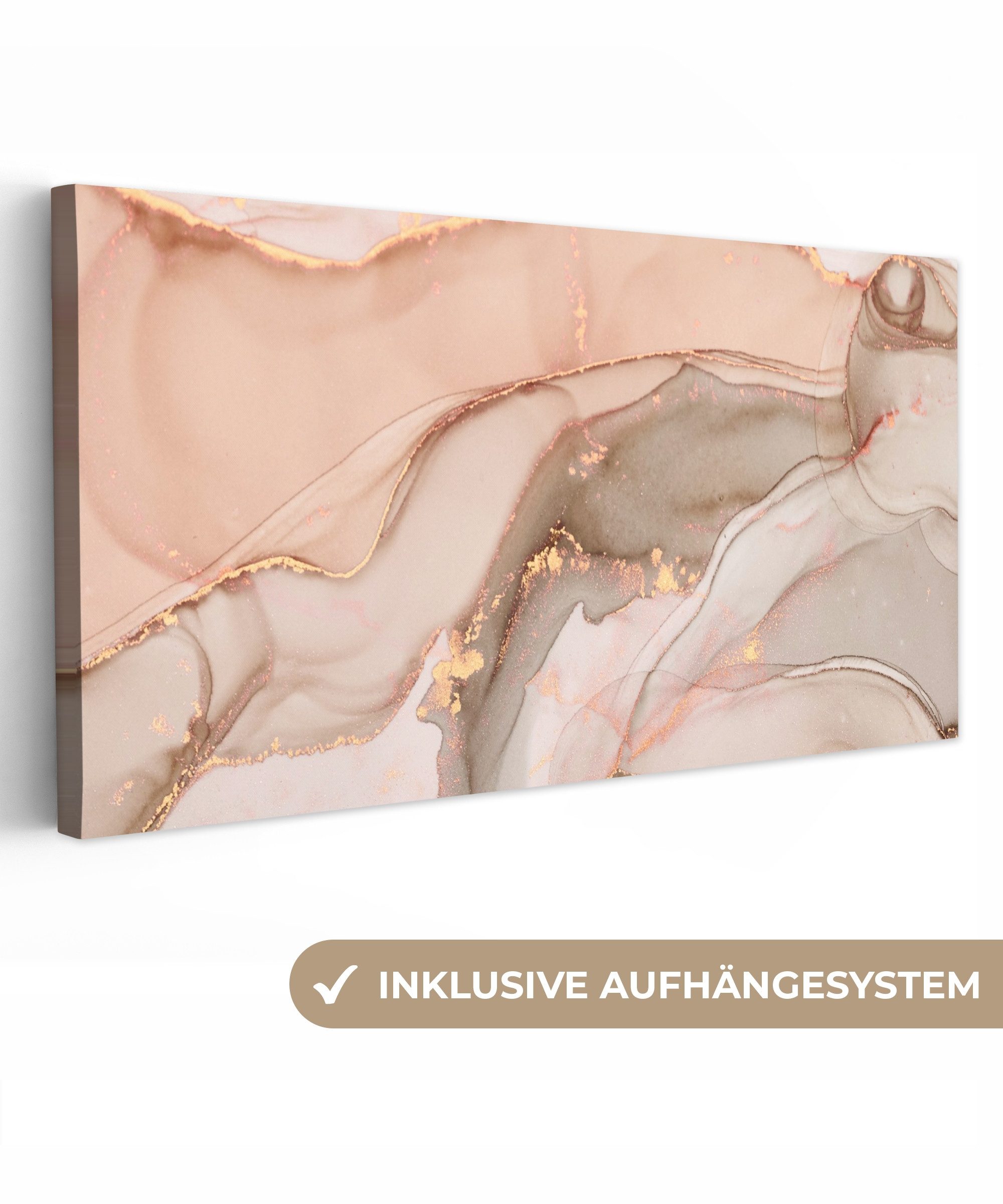 OneMillionCanvasses® Leinwandbild Panorama Marmor - Rosa günstig online kaufen