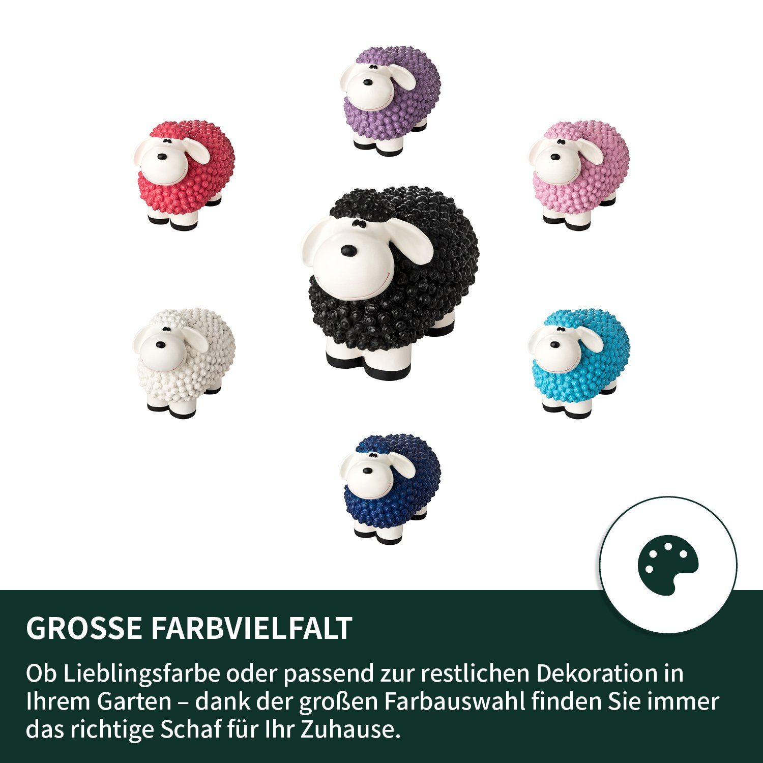 VERDOBA Gartenfigur Bunte Mini Schafe Gartenfiguren, Polyresin