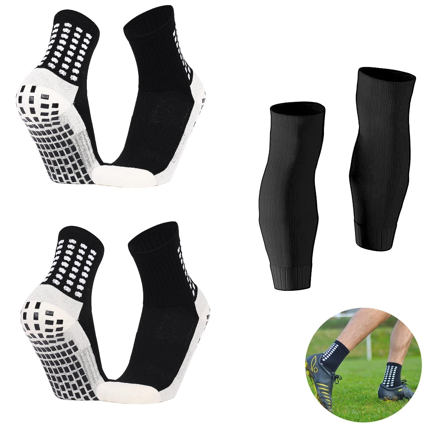 Sportsocken 2-St Fußballstutzen rutschfeste Fußball Socken