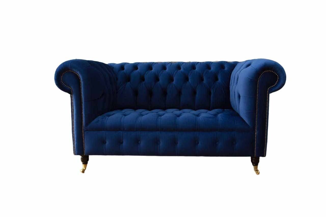 JVmoebel Sofa Chesterfield Büro Sitzmöbel Einrichtung Sofa Couch 2 Sitz Textil Blau, Made In Europe