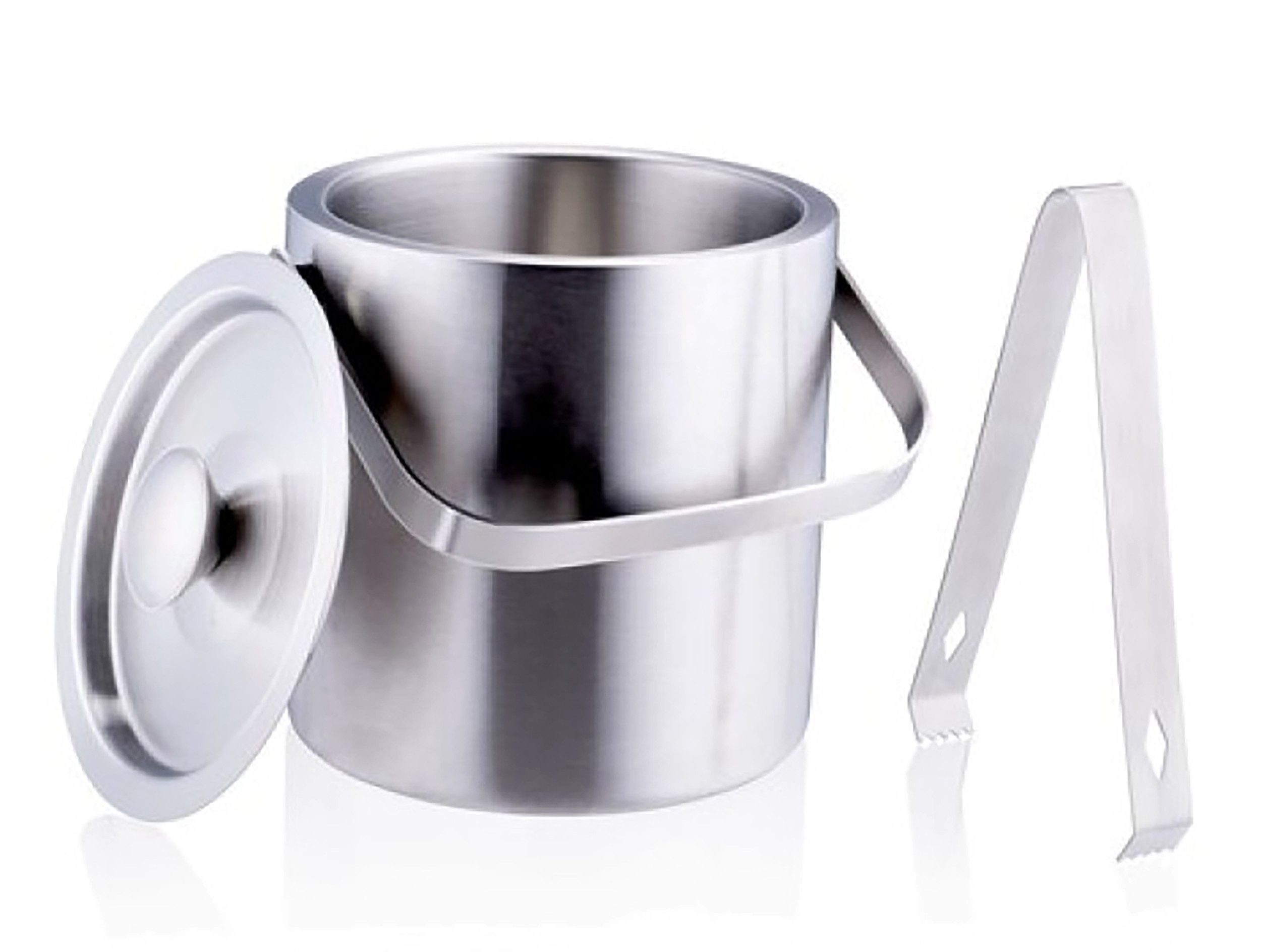 *Alpina* Eiseimer EISEIMER mit Deckel & Eiszange 1,2L aus Edelstahl doppelwandig 67, Eiskühler Eiswürfelbehälter Eiswürfelkühler Eiskübel