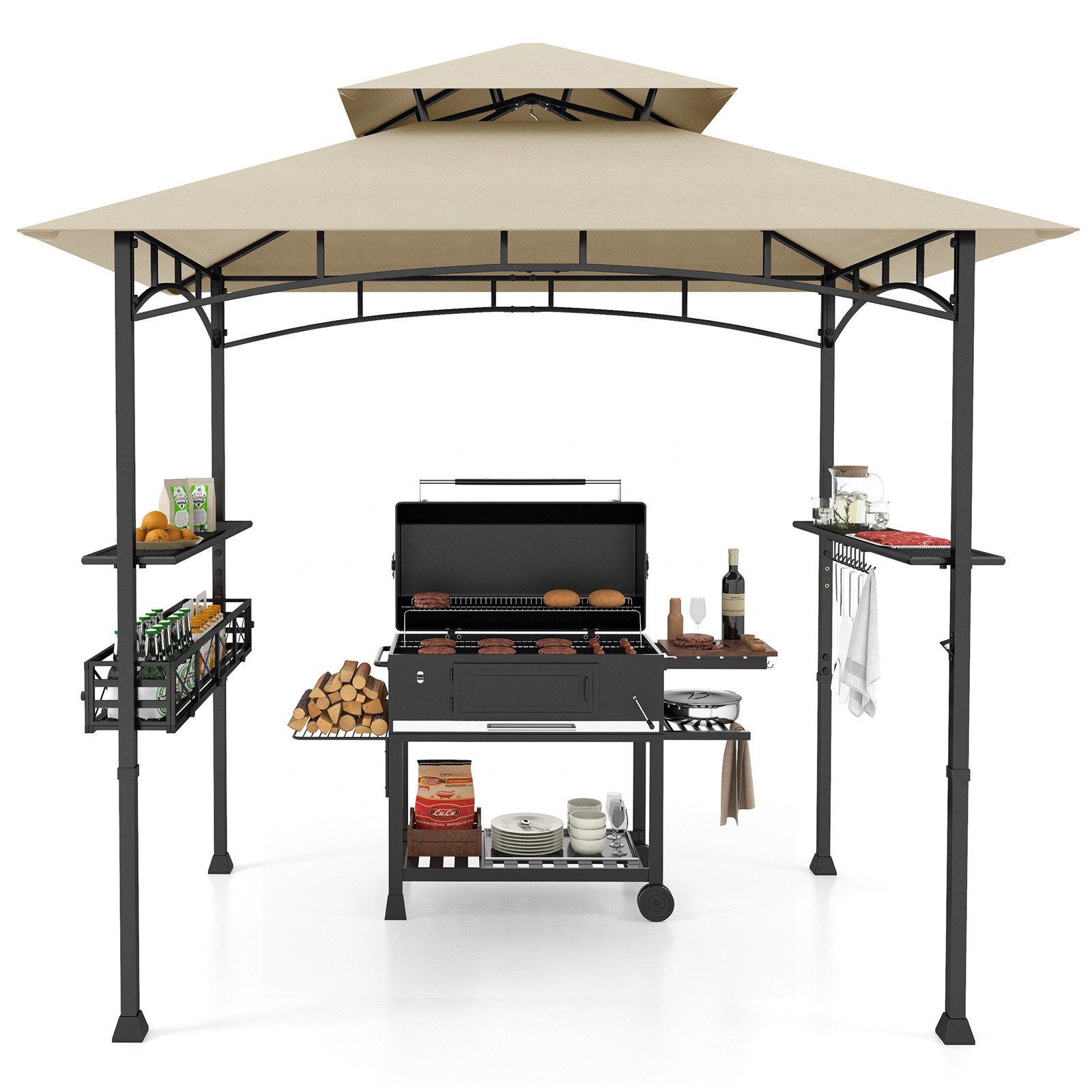 COSTWAY Grillpavillon, 242 x 153 x 250 cm BBQ Pavillon