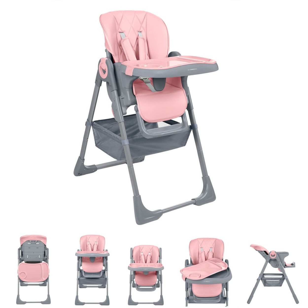 Kikkaboo Kombihochstuhl Kinderhochstuhl Comfy klappbar, höhenverstellbar, Gurt, Doppeltablett