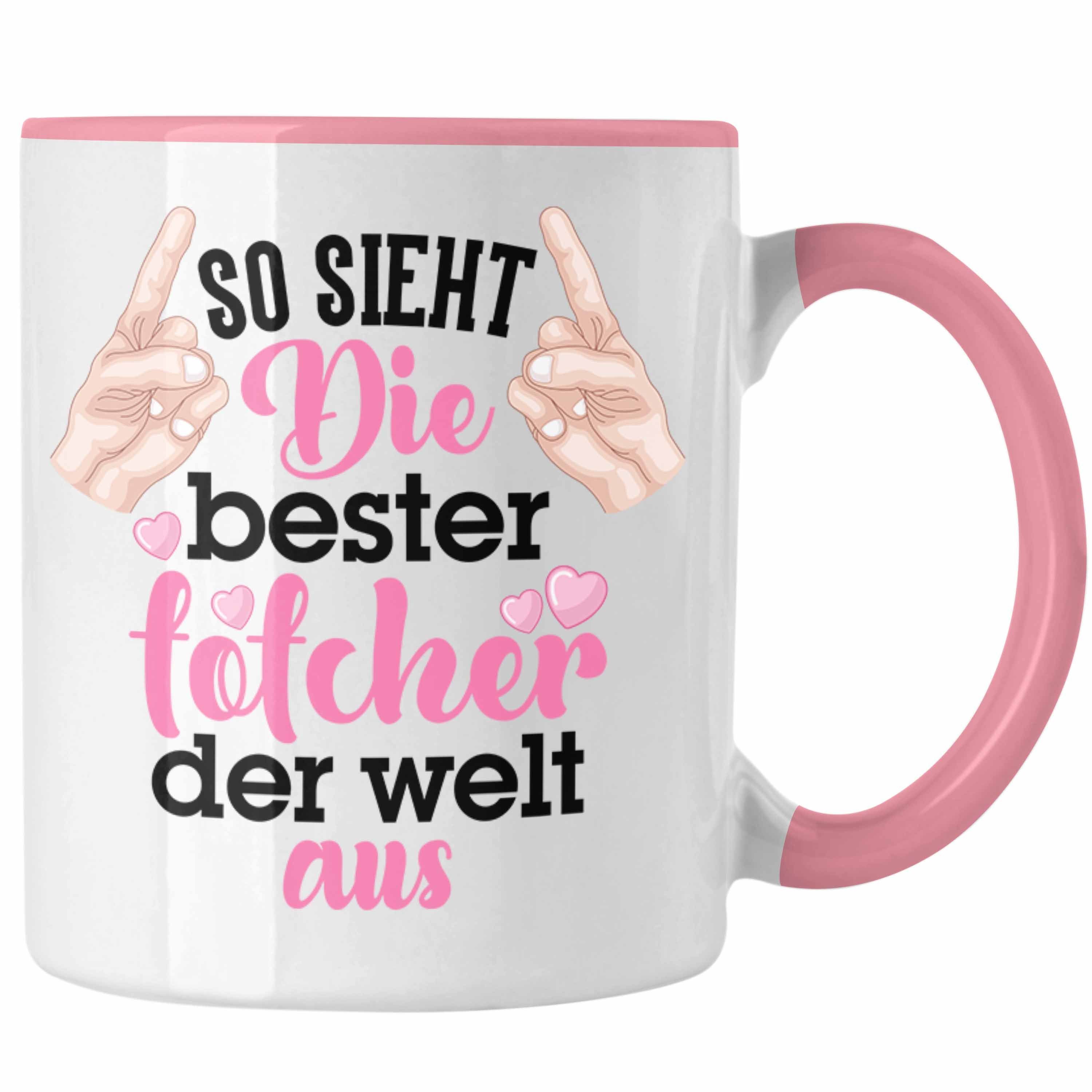 Trendation Tasse Trendation - Tochter Geschenk Tasse Pink Vater Mama Geschenk für Töchter Spruch Beste Tochter Kaffeetasse Rosa