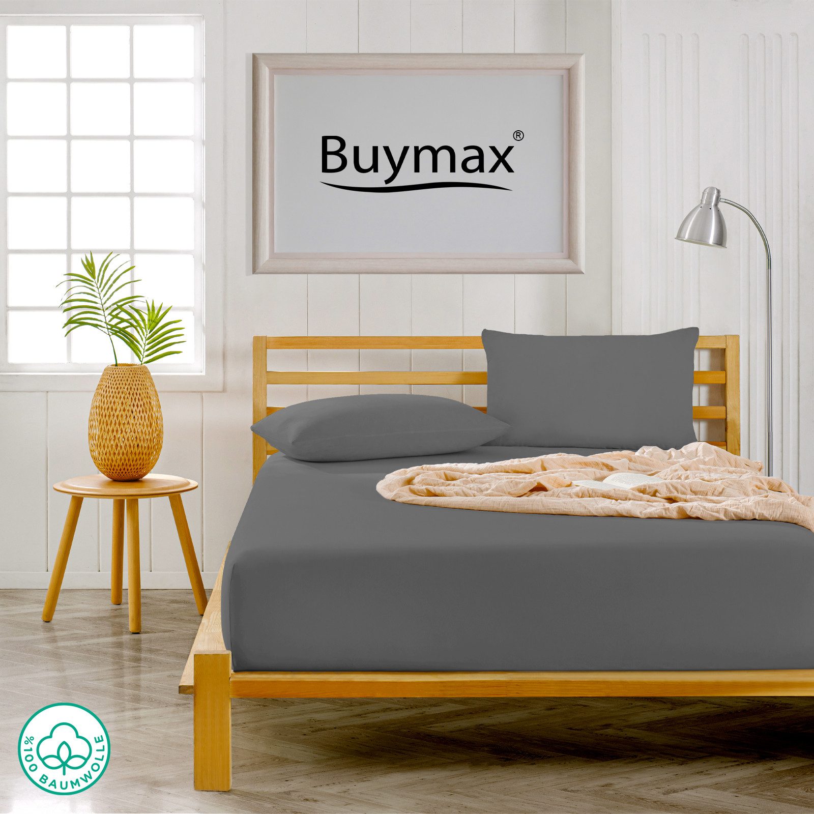 Buymax Kissenbezüge Kissenbezug 100% Baumwolle Premium Jersey, (2 Stück), Kissenhüllen, Reißverschluss, atmungsaktiv, unifarben, einfarbig