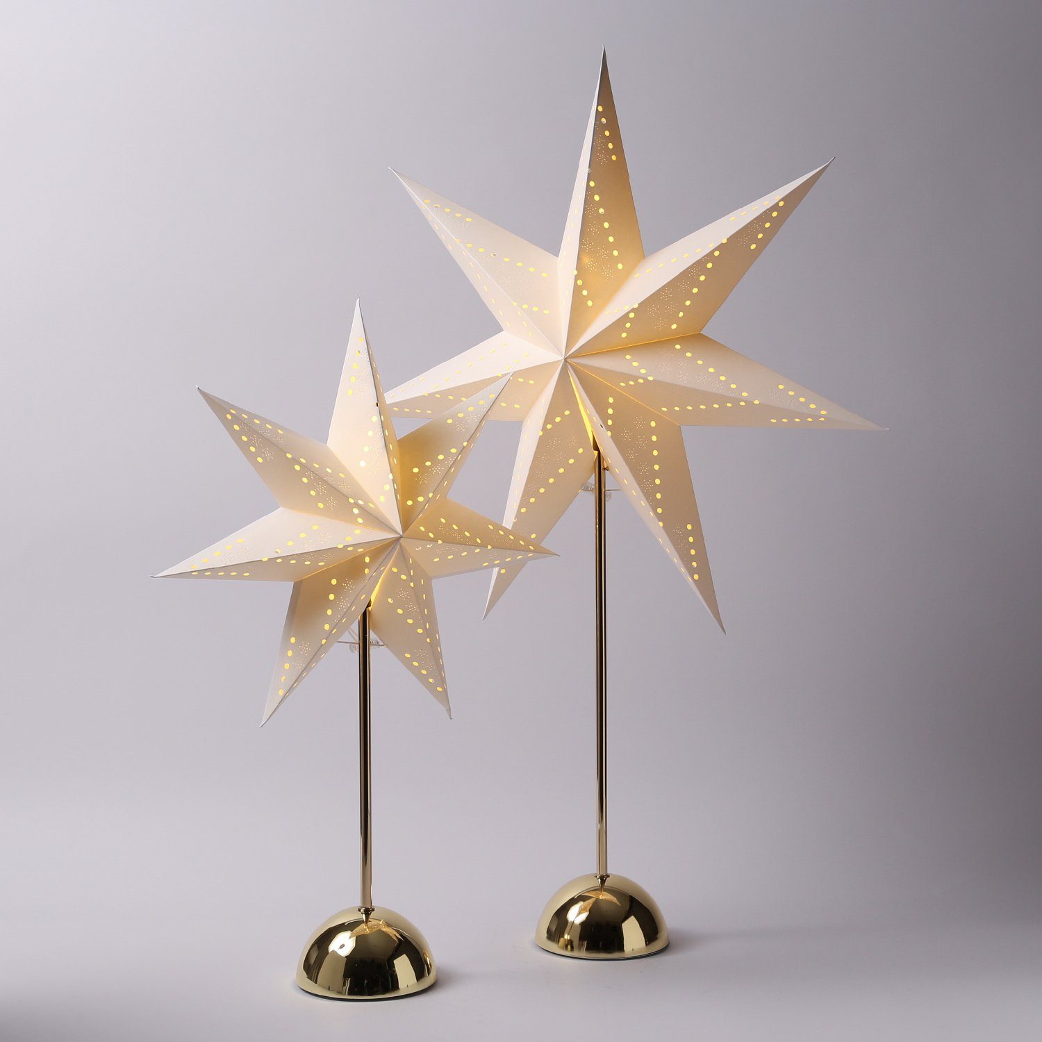 Papierstern gold 75 cm 15 LED Weihnachtsstern zum hängen Leuchtstern Timer 