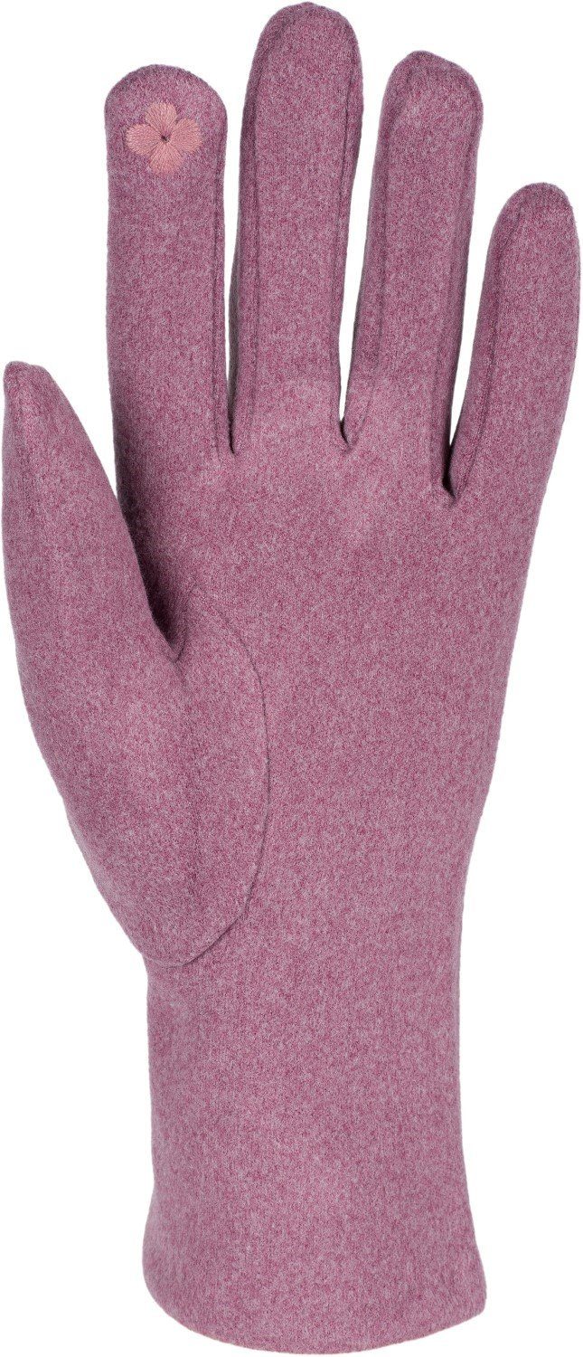 Touchscreen Handschuhe mit Strass Fleecehandschuhe und styleBREAKER Perlen Mauve
