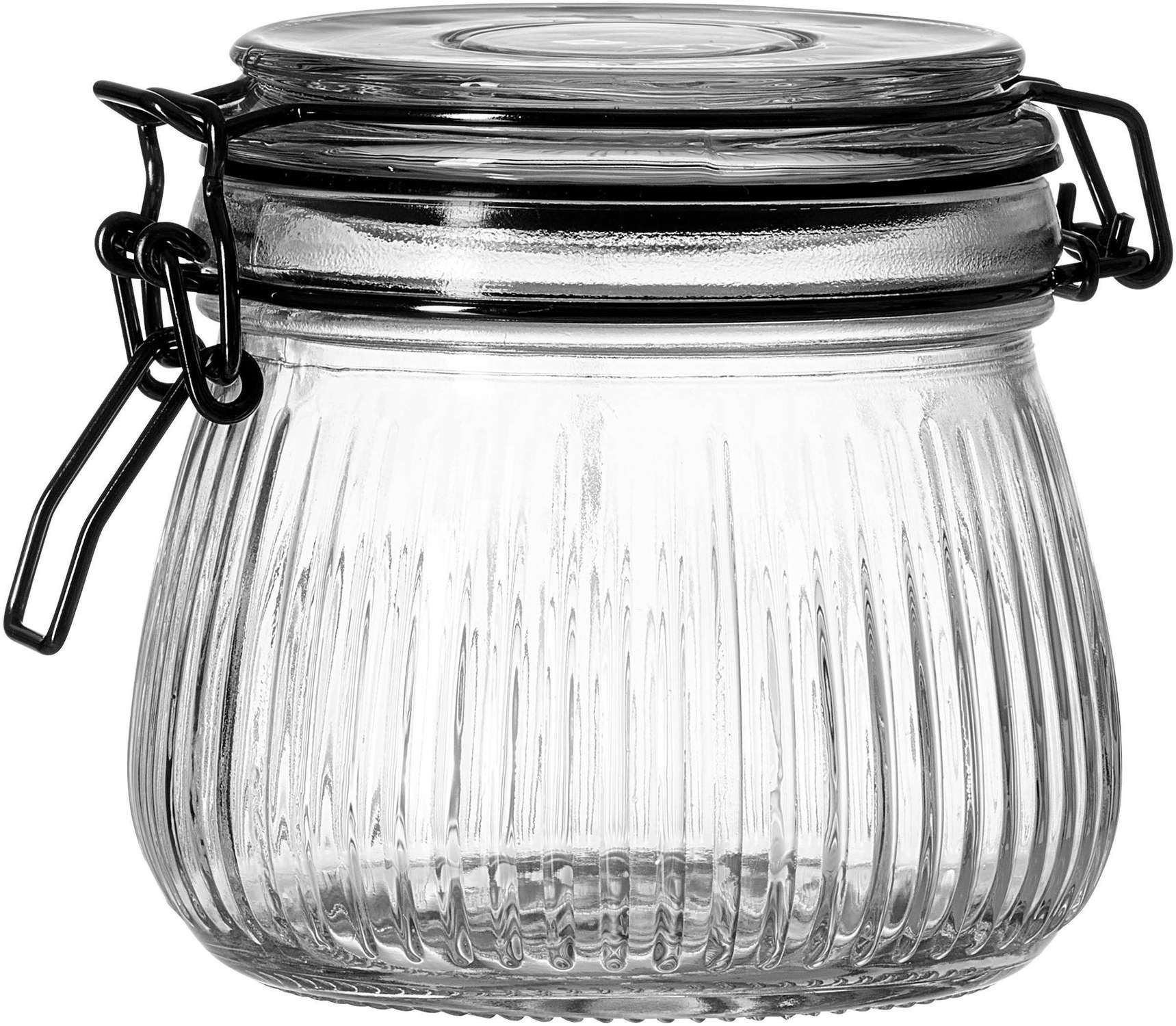 Ritzenhoff & Breker Vorratsglas Vorratsglas Runa mit Clipverschluss 450 ml, Glas, Retro Design mit schwarzem Clip und Dichtungsring
