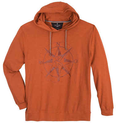 Kitaro Kapuzensweatshirt »Große Größen Herren leichter Hoodie orange Kompass-Print Kitaro«