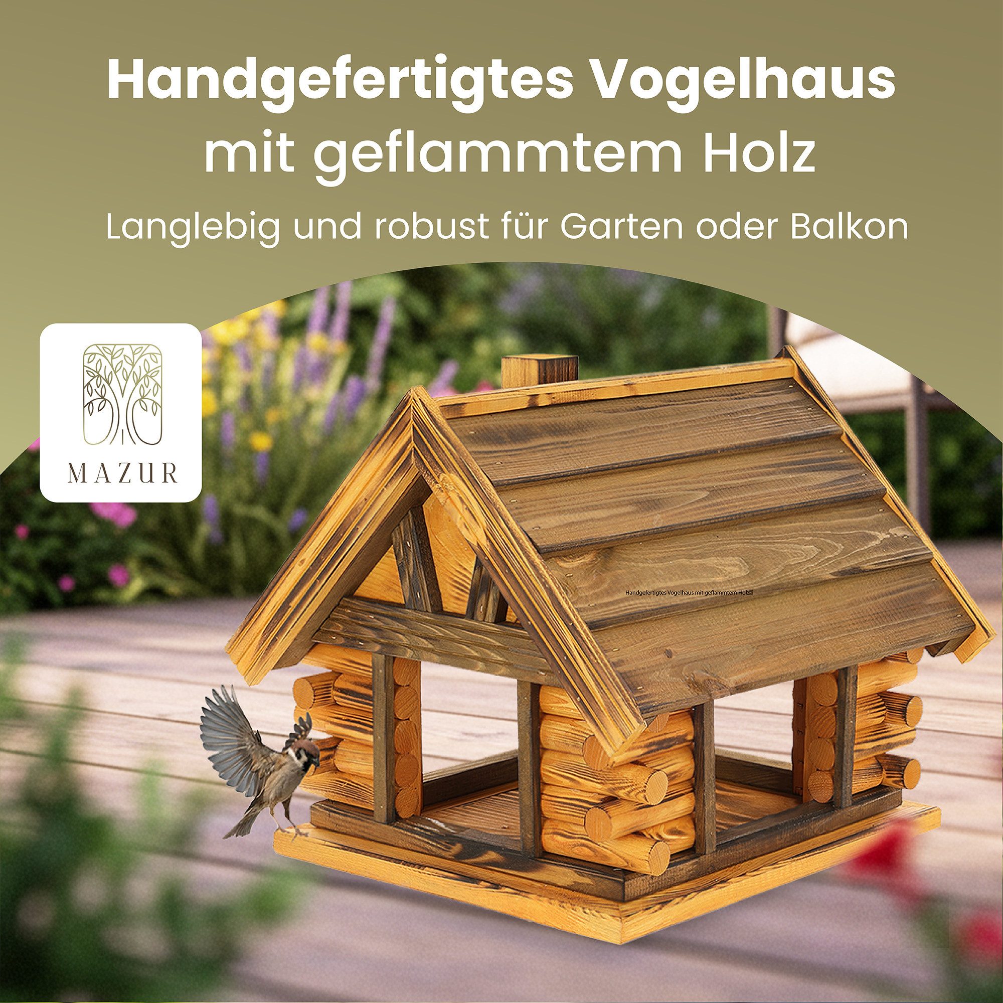 MAZUR Futterstation Vogelfutterhaus aus massivem Holz günstig online kaufen