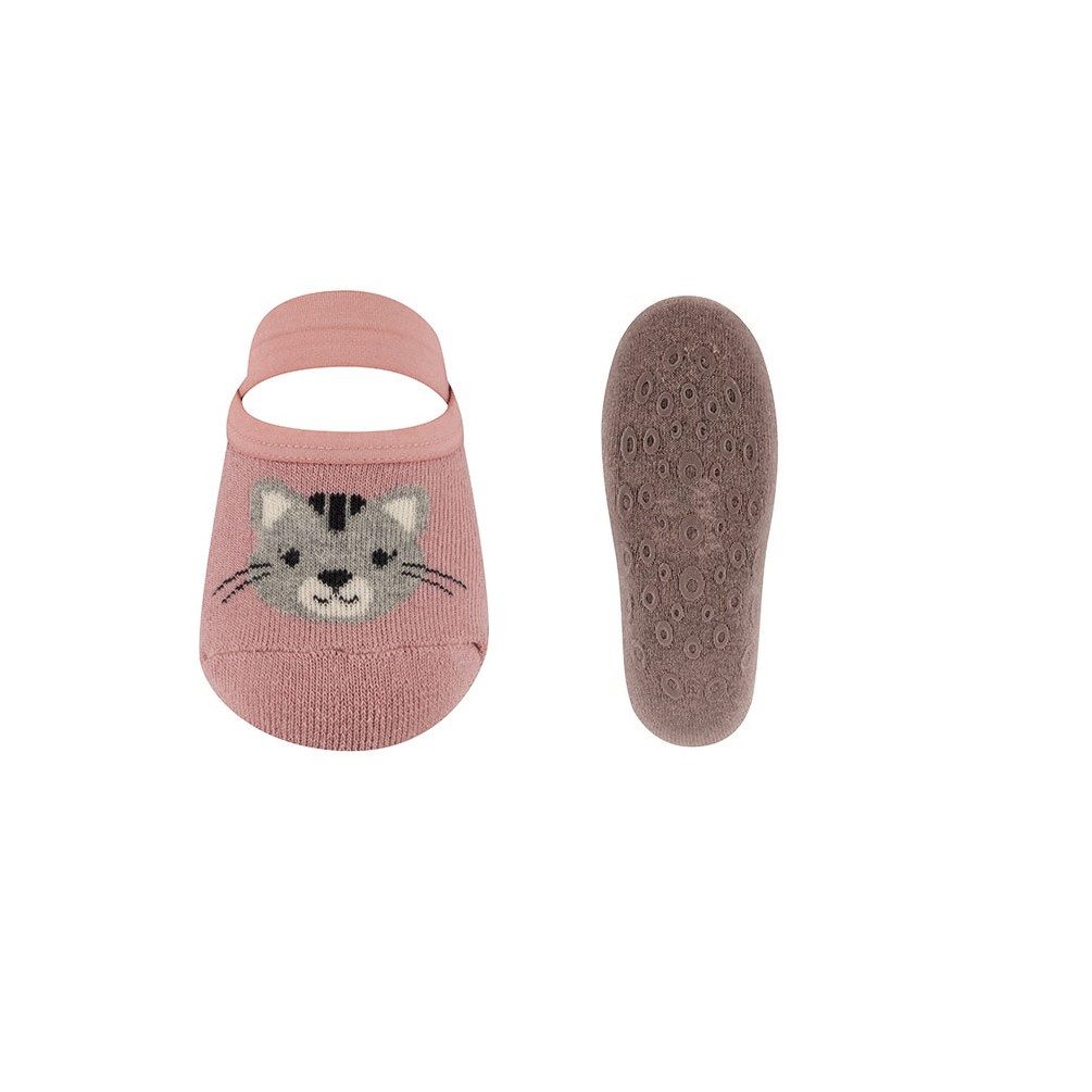 ABS-Socken Kinder Stoppersocke Katze Rosa