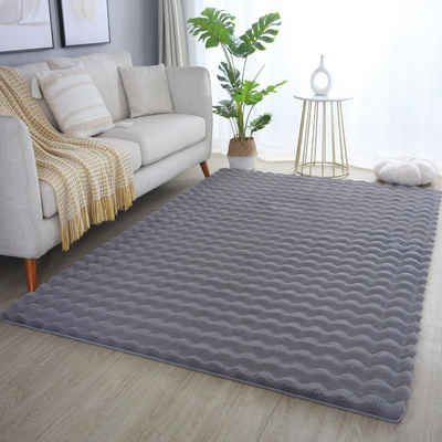 Hochflor-Teppich Unicolor - Einfarbig, Carpettex, Läufer, Höhe: 25 mm, Teppich Wohnzimmer Soft Einfarbig 3D Optik flauschig Plüsch Teppich