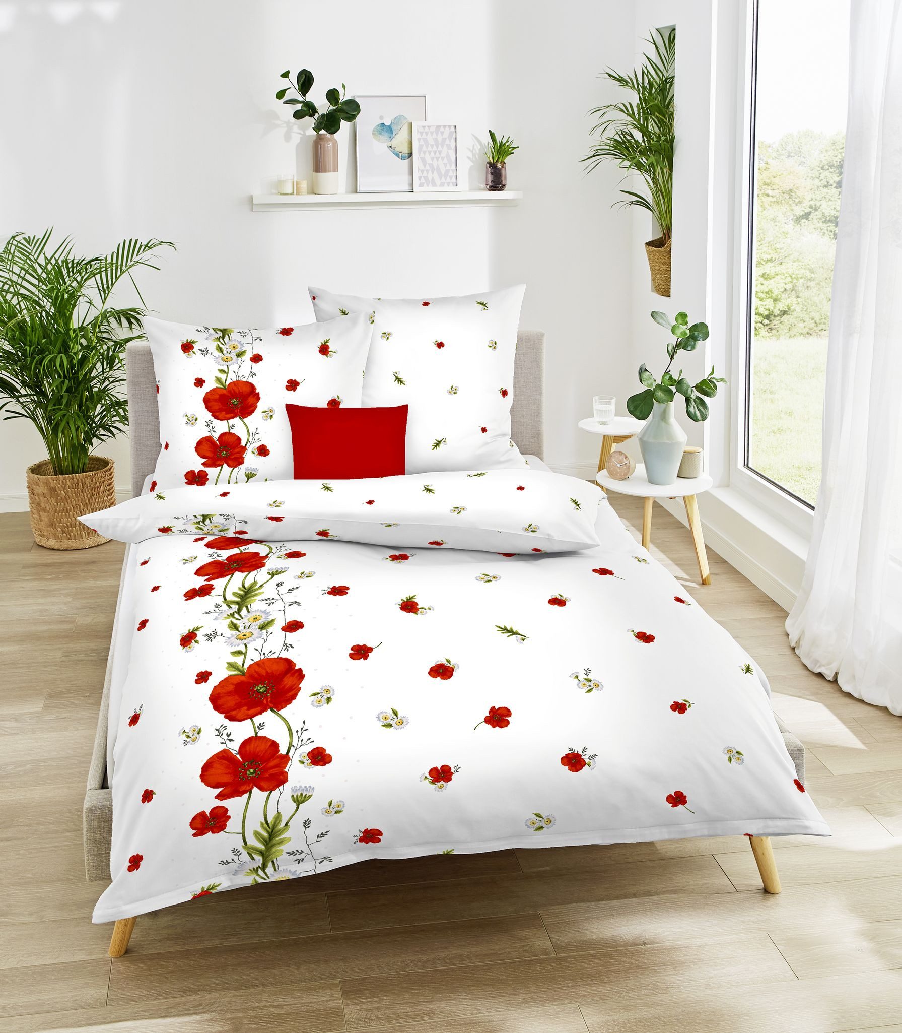 JACK Bettwäsche 135x200cm Red Poppy Mohnblumen, günstig online kaufen