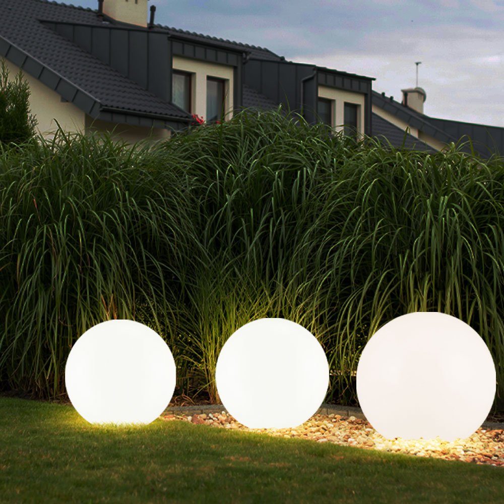 etc-shop LED LED LED-Leuchtmittel Kugelleuchte 2er Set Solarleuchte, Warmweiß, Kugel Solar fest verbaut, Solarleuchte Garten