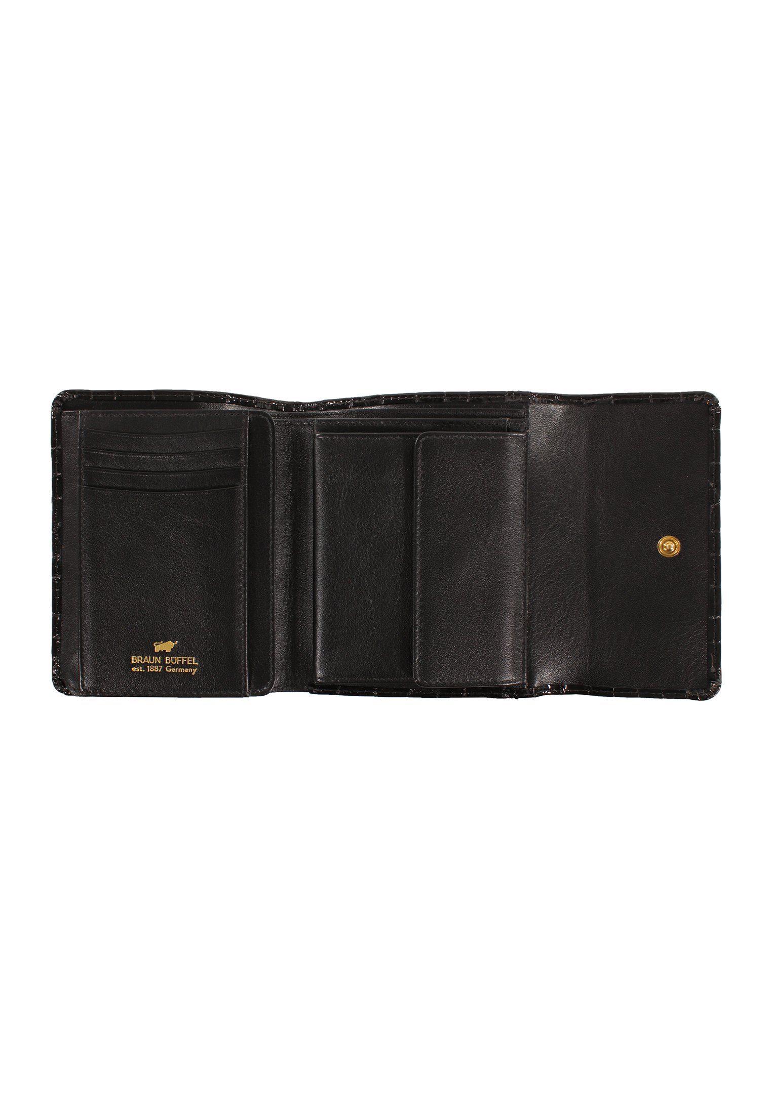 Geldbörse schwarz mit VERONA Büffel 8CS, Braun Glanzeffekt M