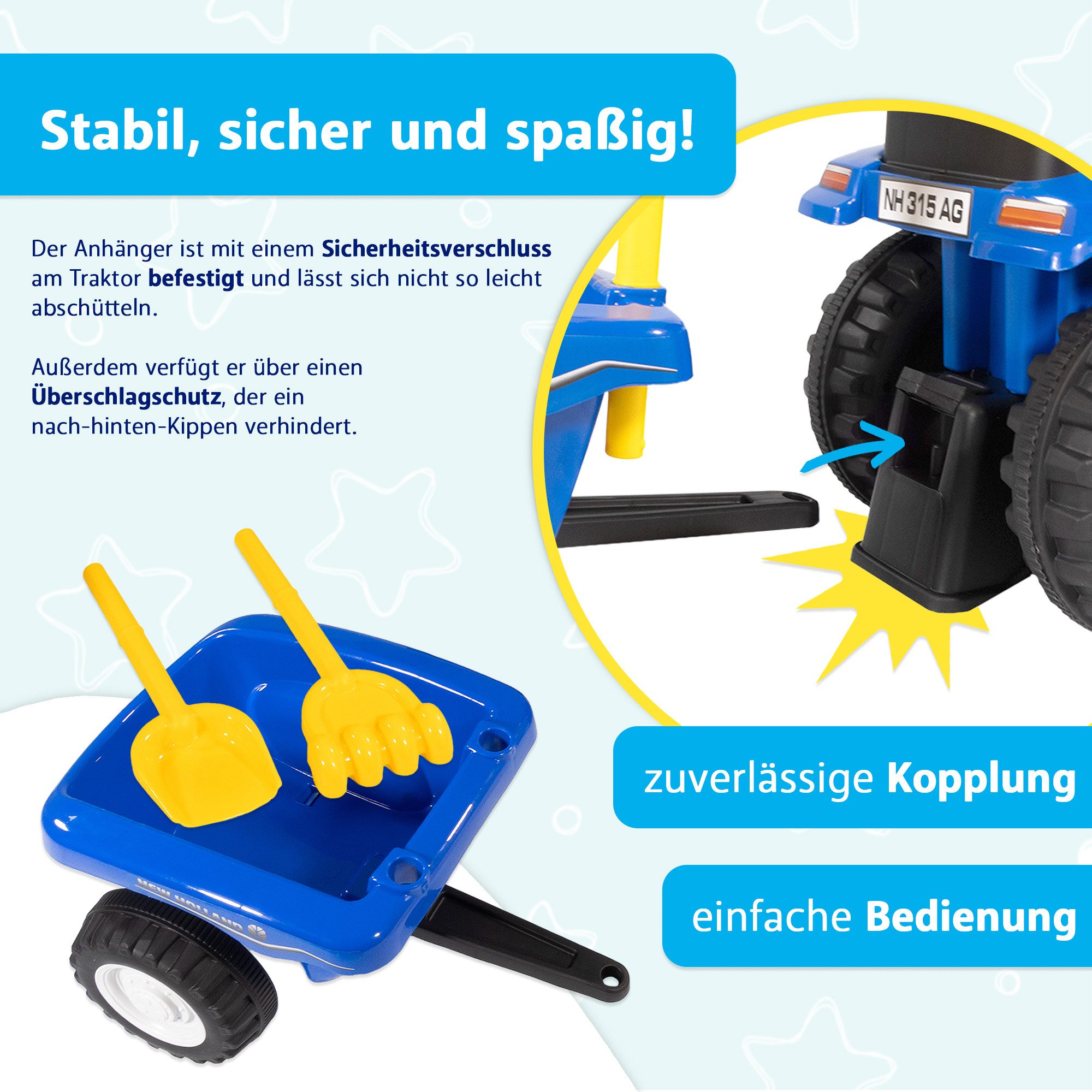 Lemodo Rutscherauto Rutscherauto Traktor mit Anhänger und Zubehör, für Kinder im Alter von 12 - 36 Monaten geeignet – Bild 5 von 5
