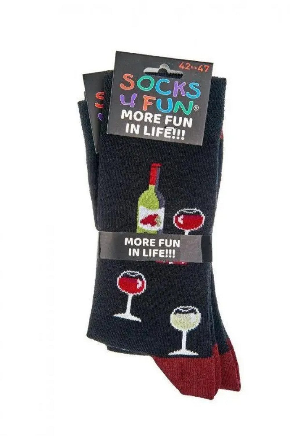 Socks 4 Fun Freizeitsocken Socks 4 Fun Weintrinker (2-er Bündel, 2-Paar, 2-Paar) lustiges Design