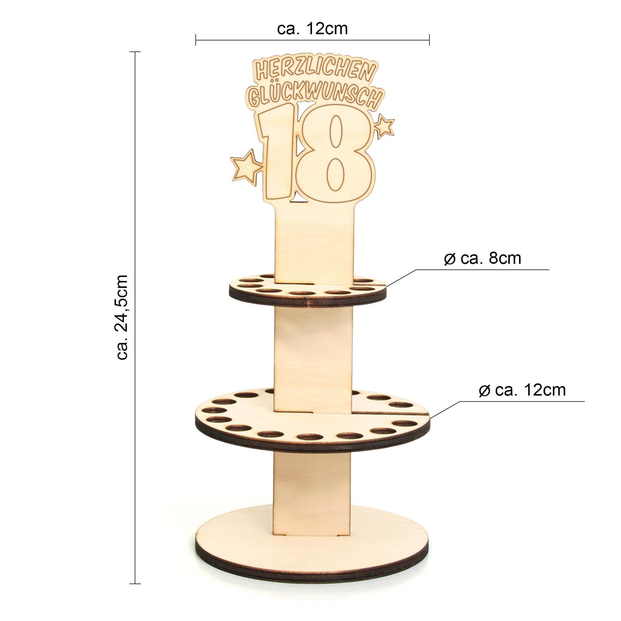 Kreative Feder Geburtstagskarte Dekorativer 3D originelle Holz 18. Geldgeschenk-Deko Geburtstag, „Torte“ zum aus Geschenk-Aufsteller