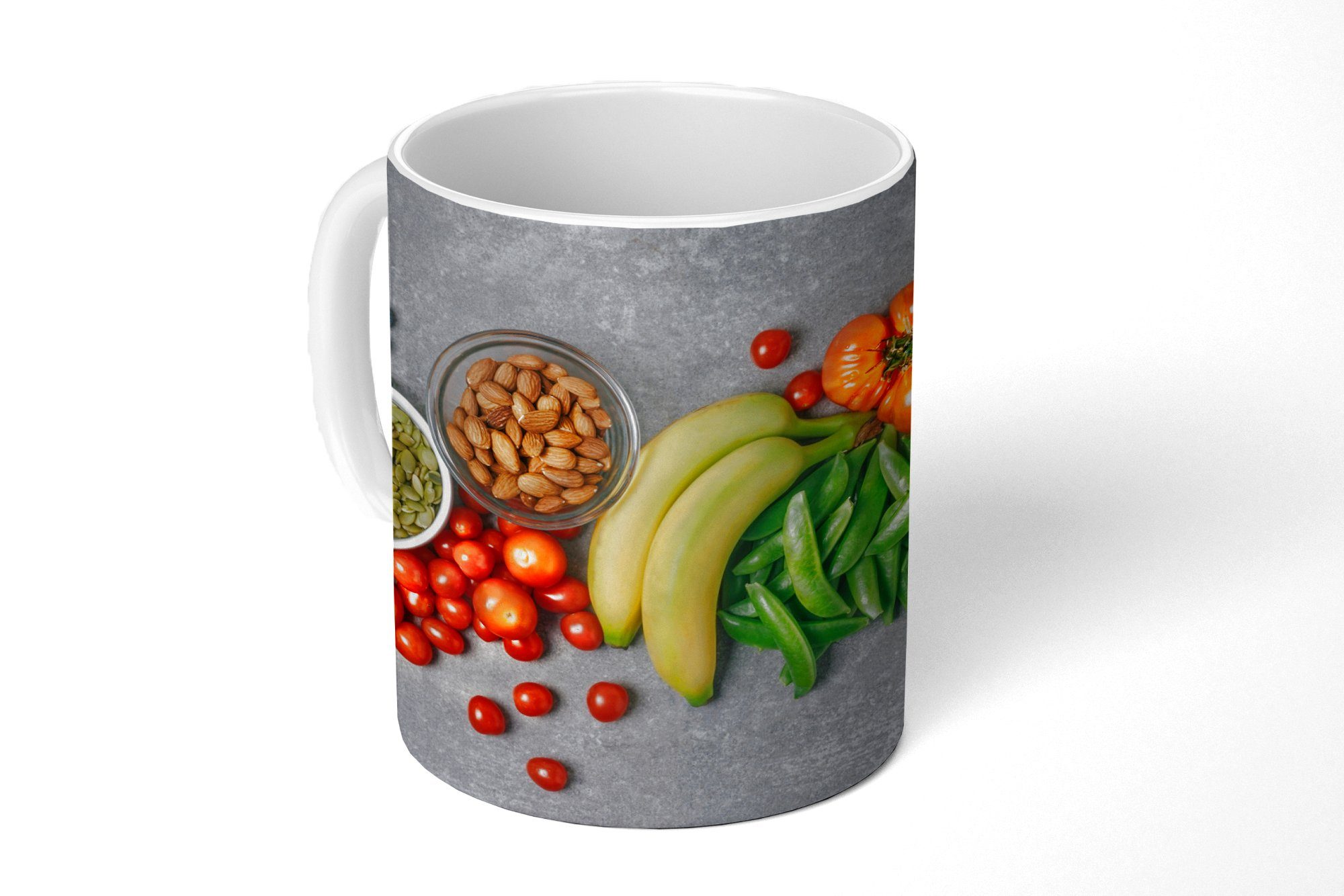 MuchoWow Tasse Gemüse - Obst - Grau, Keramik, Kaffeetassen, Teetasse, Becher, Teetasse, Geschenk
