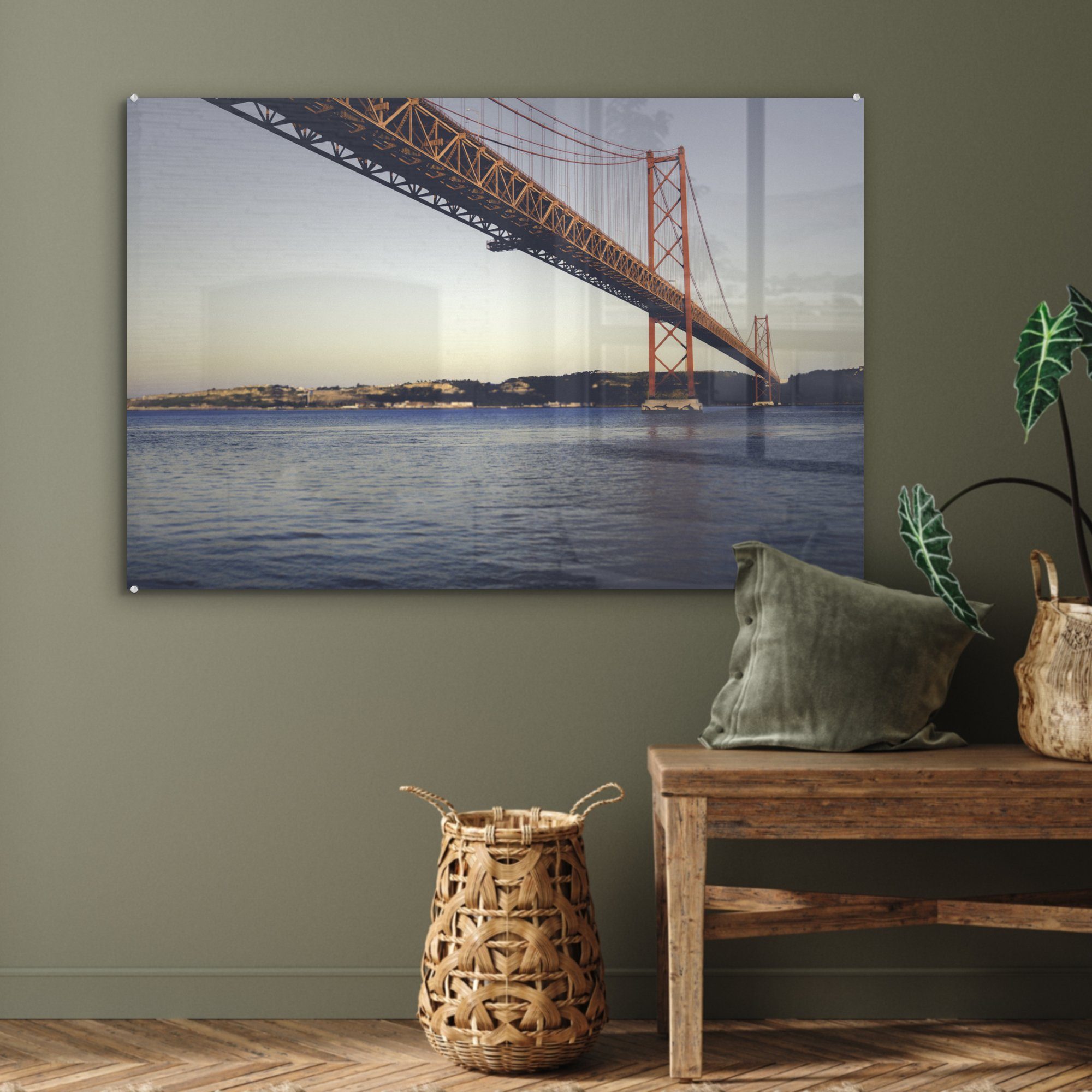 - Acrylglasbilder Wohnzimmer MuchoWow Schlafzimmer (1 St), Portugal - Meer, Brücke Acrylglasbild &
