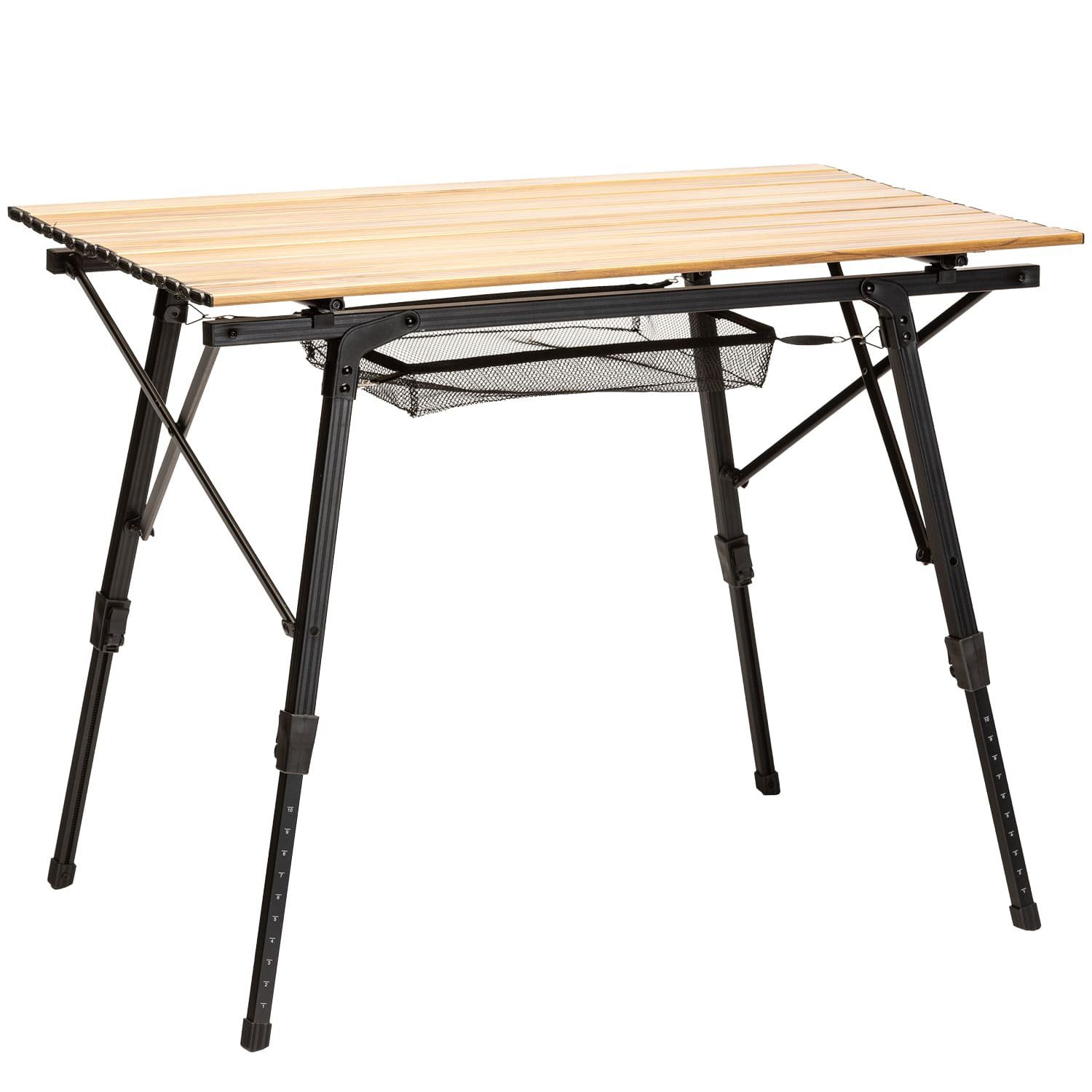 Skandika Campingtisch Alu Falttisch Jamsa, Klapptisch mit Netzablage, höhenverstellbar (10-fach höhenverstellbar, Tragetasche), leicht, 70 x 70 x 70/85 cm, bis 30 kg belastbar, wetterfest, Garten