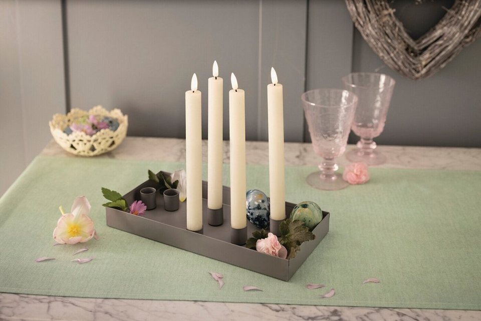 Home-trends24.de Kerzenhalter Stabkerzenhalter Kerzenhalter Deko  Kerzenständer Tablett Tischdeko